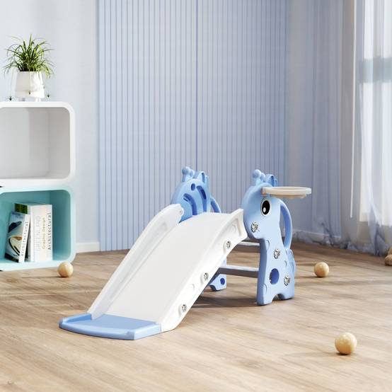 Toboggan enfant 3 en 1 forme girafe avec panier de basket pour 1-3 ans Bleu – ComfortXL Outdoor Living - Image 7