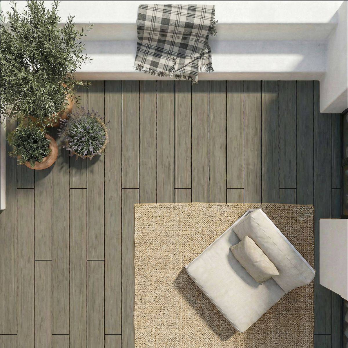 Kit terrasse composite co-extrudé HAVANA Argent 30 m² - lambourdes pin et clips inclus - Image 2