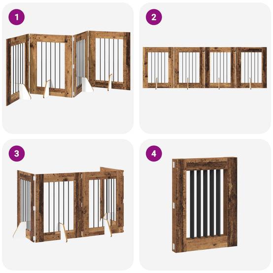 ComfortXL - Clôture pour chien bois intérieur modulable pliable 241cm bois ancien - ComfortXL Outdoor Living - Image 7