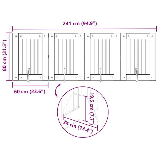 ComfortXL - Clôture pour chien bois intérieur modulable pliable 241cm bois ancien - ComfortXL Outdoor Living - Image 9