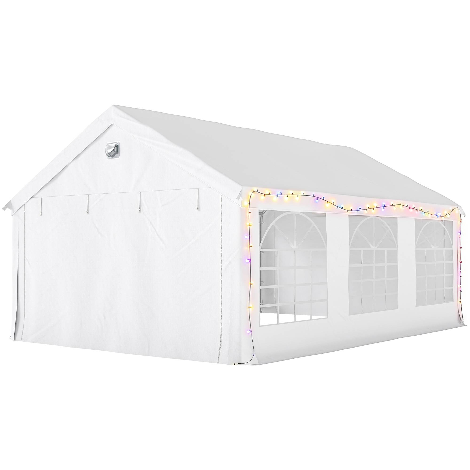 Sans Marque - Tente de Réception Barnum Structure Acier Galvanisé Barres de Renfort 4 Parois Latérales Fenêtres UPF 30+ 4x6m Blanc - Image 2