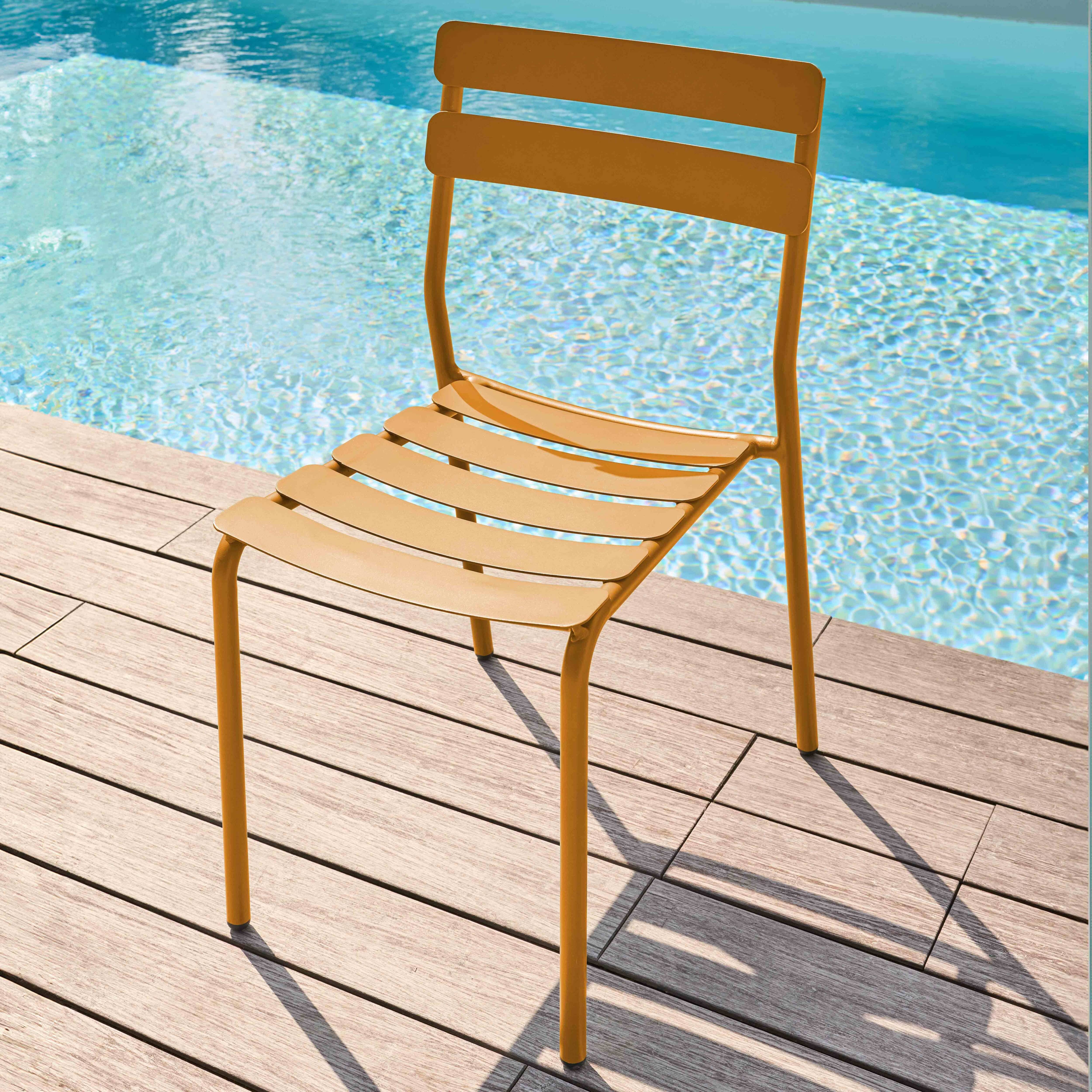 Oviala - Chaise de terrasse en aluminium jaune moutarde Almada - Oviala - Image 2