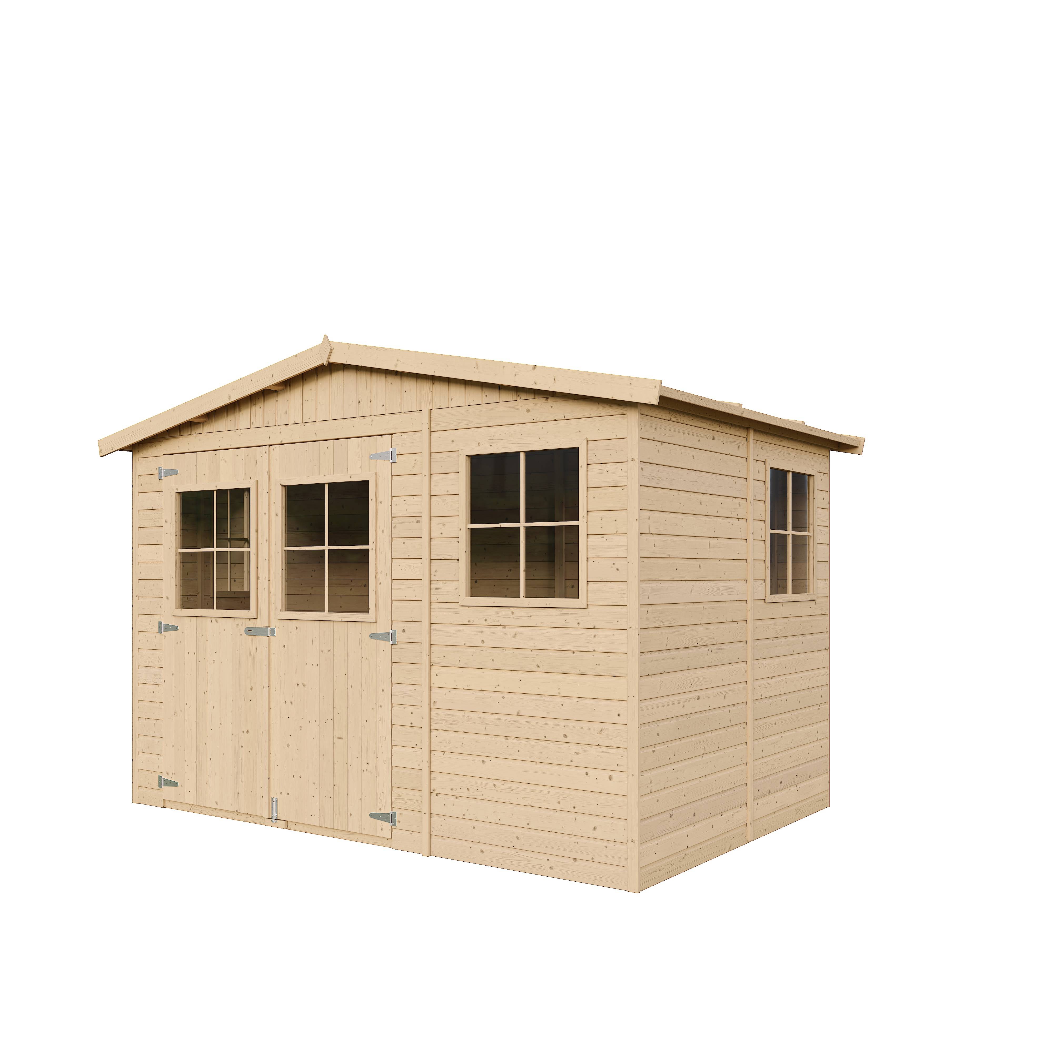 Timbela - Abri de jardin en bois Exterieur H226x324x216 cm / 6 m² avec les planchers imprégné - Cabane de jardin - 17 mm d’épaisseur - Timbela M334+M334G - Image 2