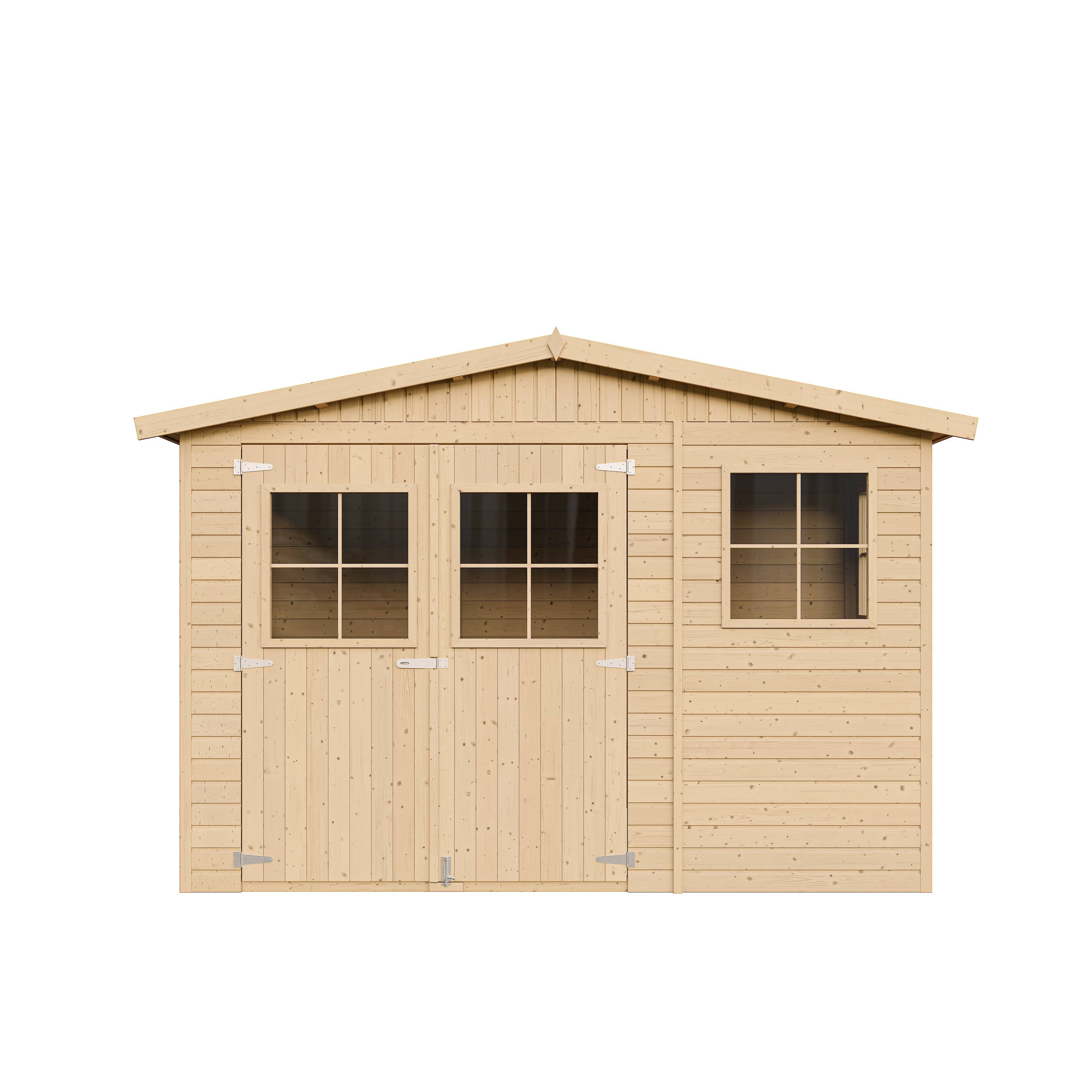Timbela - Abri de jardin en bois Exterieur H226x324x216 cm / 6 m² avec les planchers imprégné - Cabane de jardin - 17 mm d’épaisseur - Timbela M334+M334G - Image 3