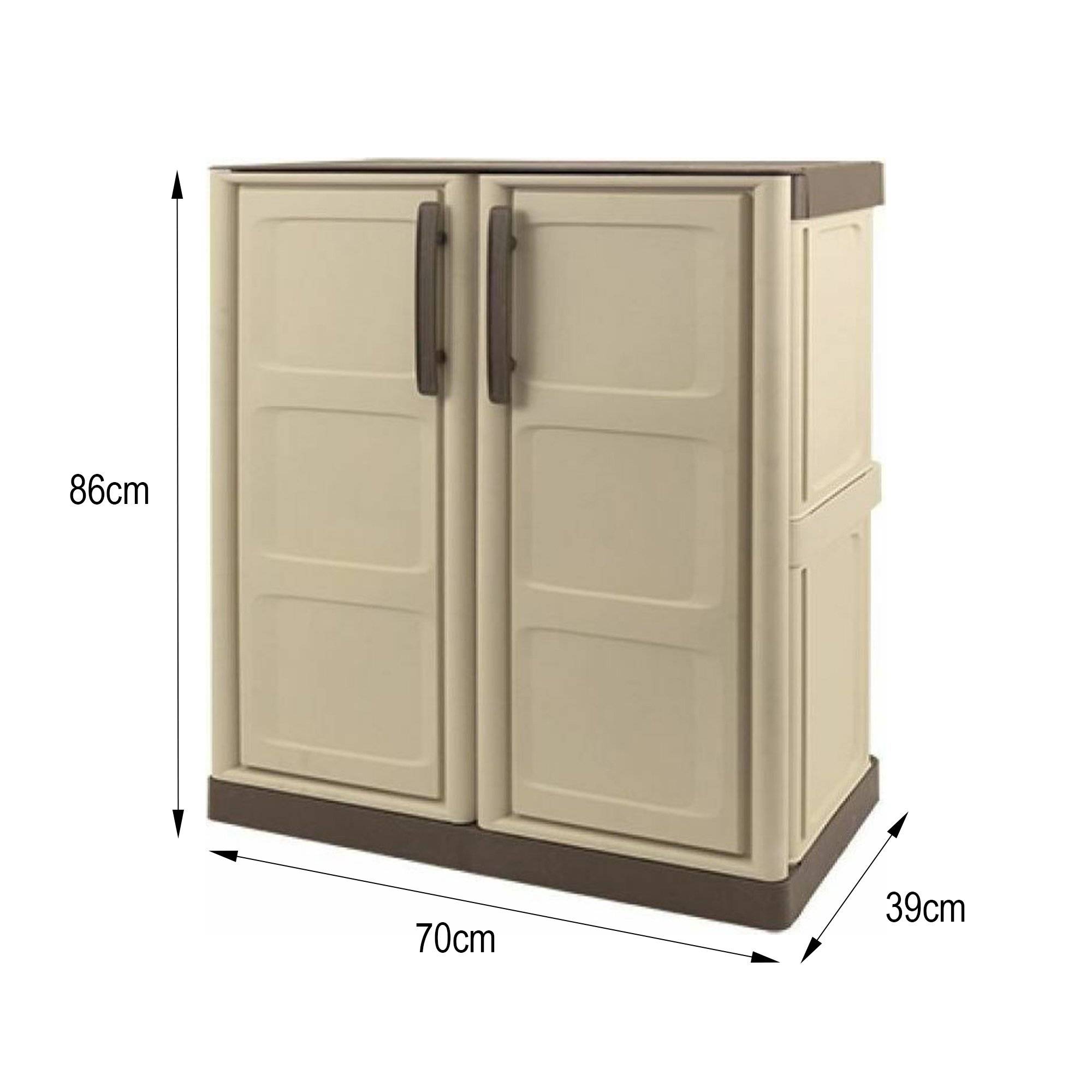 Dmora - Armoire d'extérieur Dambrosi, Armoire de balcon polyvalente, Mobilier d'extérieur avec 2 portes, Beige et Marron, 70x39h86 cm, Finition à carreaux - Image 3