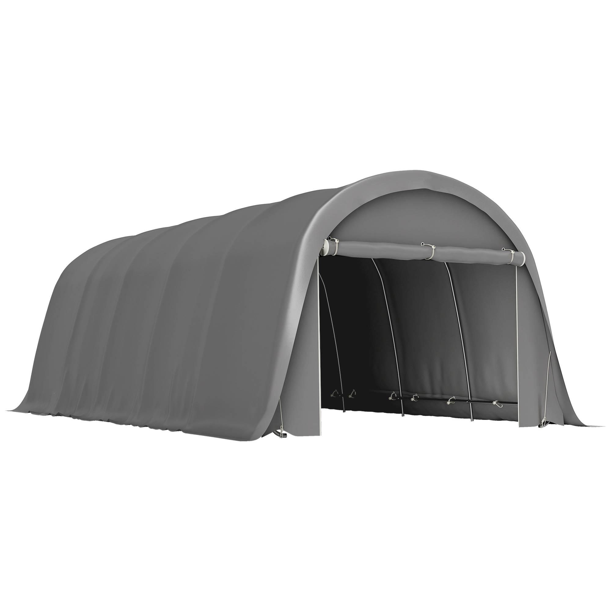 Sans Marque - Carport tente de garage 3,6 x 7,2 m abri voiture extérieur tente de stockage avec parois latérales amovibles, gris foncé - Image 1