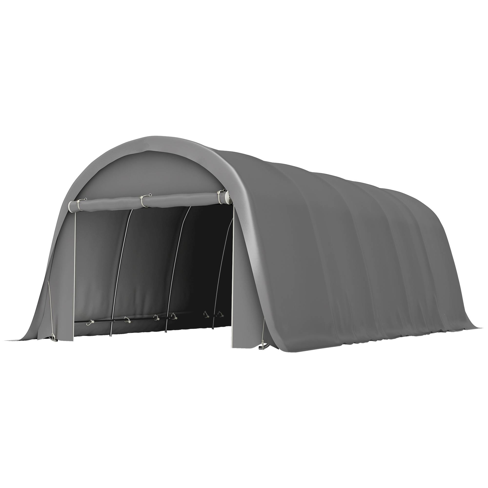 Sans Marque - Carport tente de garage 3,6 x 7,2 m abri voiture extérieur tente de stockage avec parois latérales amovibles, gris foncé - Image 2