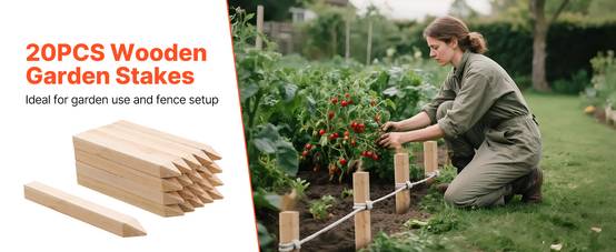 VEVOR Piquets Clôture Jardin Bois Poteaux à Pointe 20 PCS 25,4 x 25,4 x 304,8 mm - Image 9