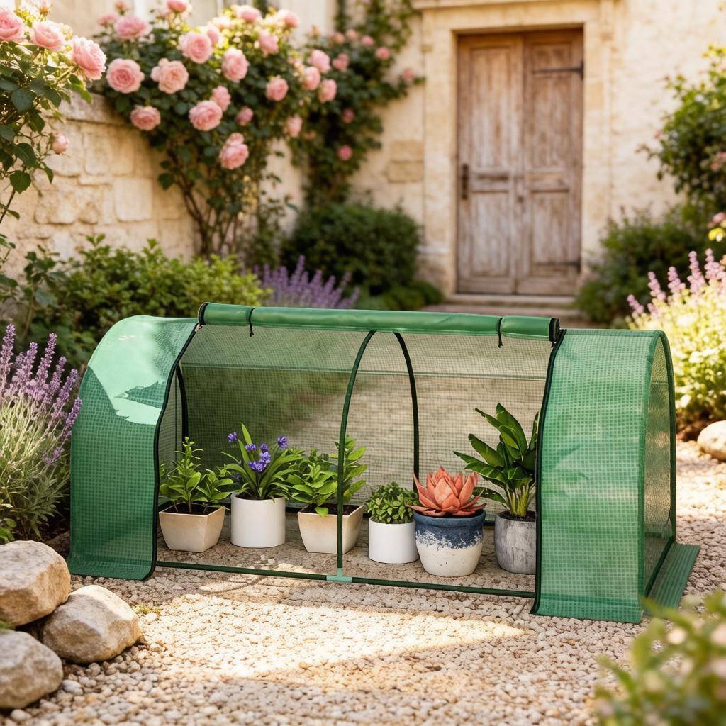 ComfortXL - Mini serre de jardin acier et PE 200 x 100 x 80 cm protection tomates balcon terrasse - ComfortXL Outdoor Living - Image 5