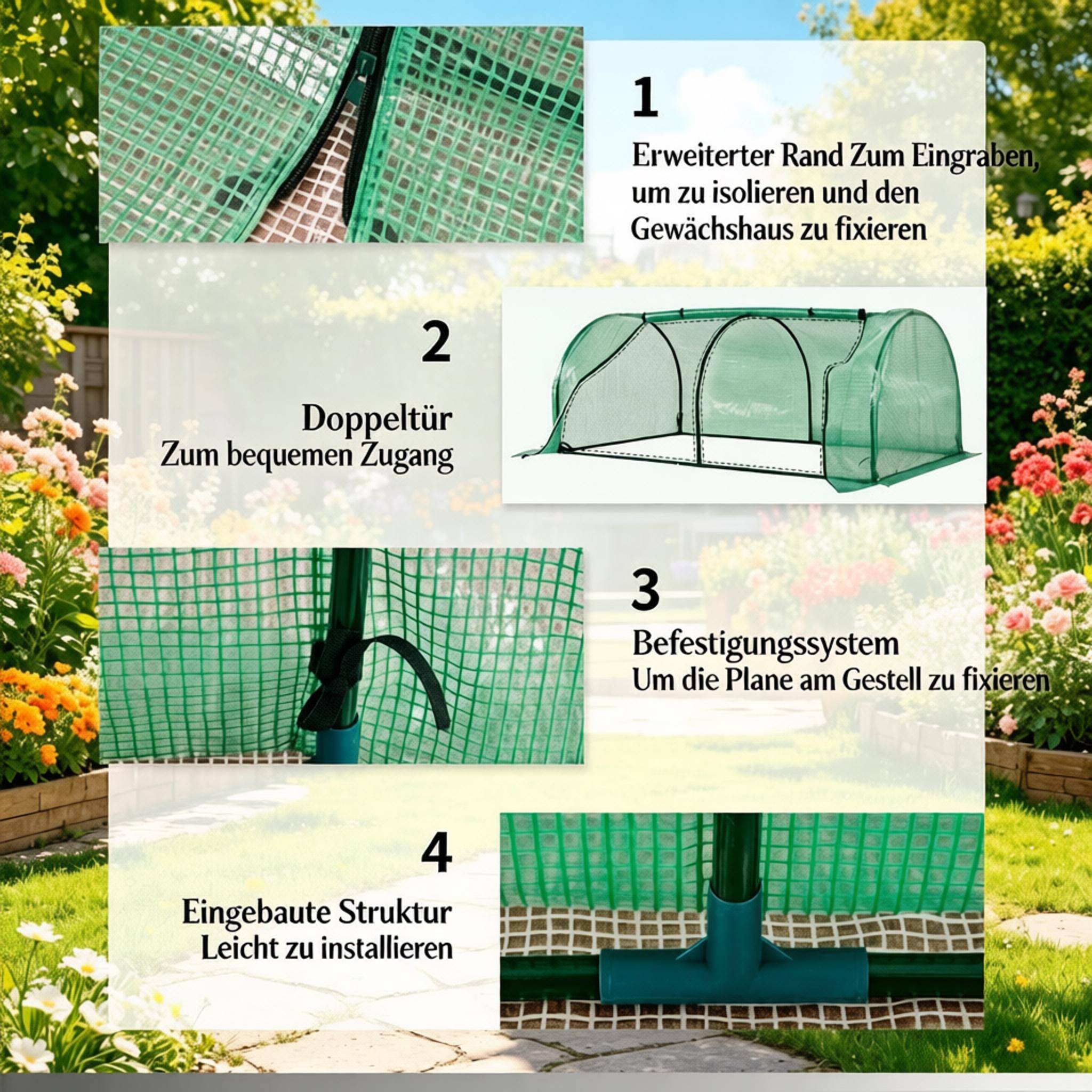 ComfortXL - Mini serre de jardin acier et PE 200 x 100 x 80 cm protection tomates balcon terrasse - ComfortXL Outdoor Living - Image 8