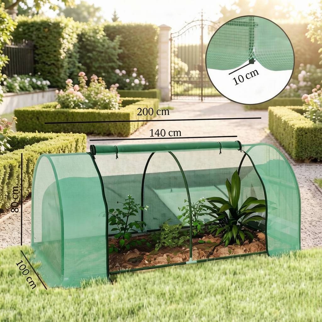 ComfortXL - Mini serre de jardin acier et PE 200 x 100 x 80 cm protection tomates balcon terrasse - ComfortXL Outdoor Living - Image 4