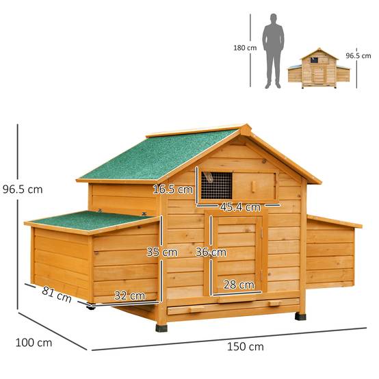 Poulailler bois jardin 2 à 4 poules avec pondoir double toit ouvrant 150x100cm - ComfortXL Outdoor Living - Image 5