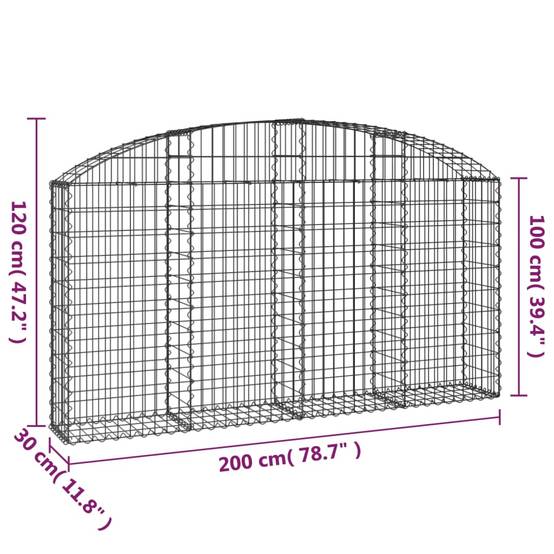 Vidaxl - Panier de gabions arqué 200x30x100/120 cm Fer galvanisé vidaXL 153465 - Image 3