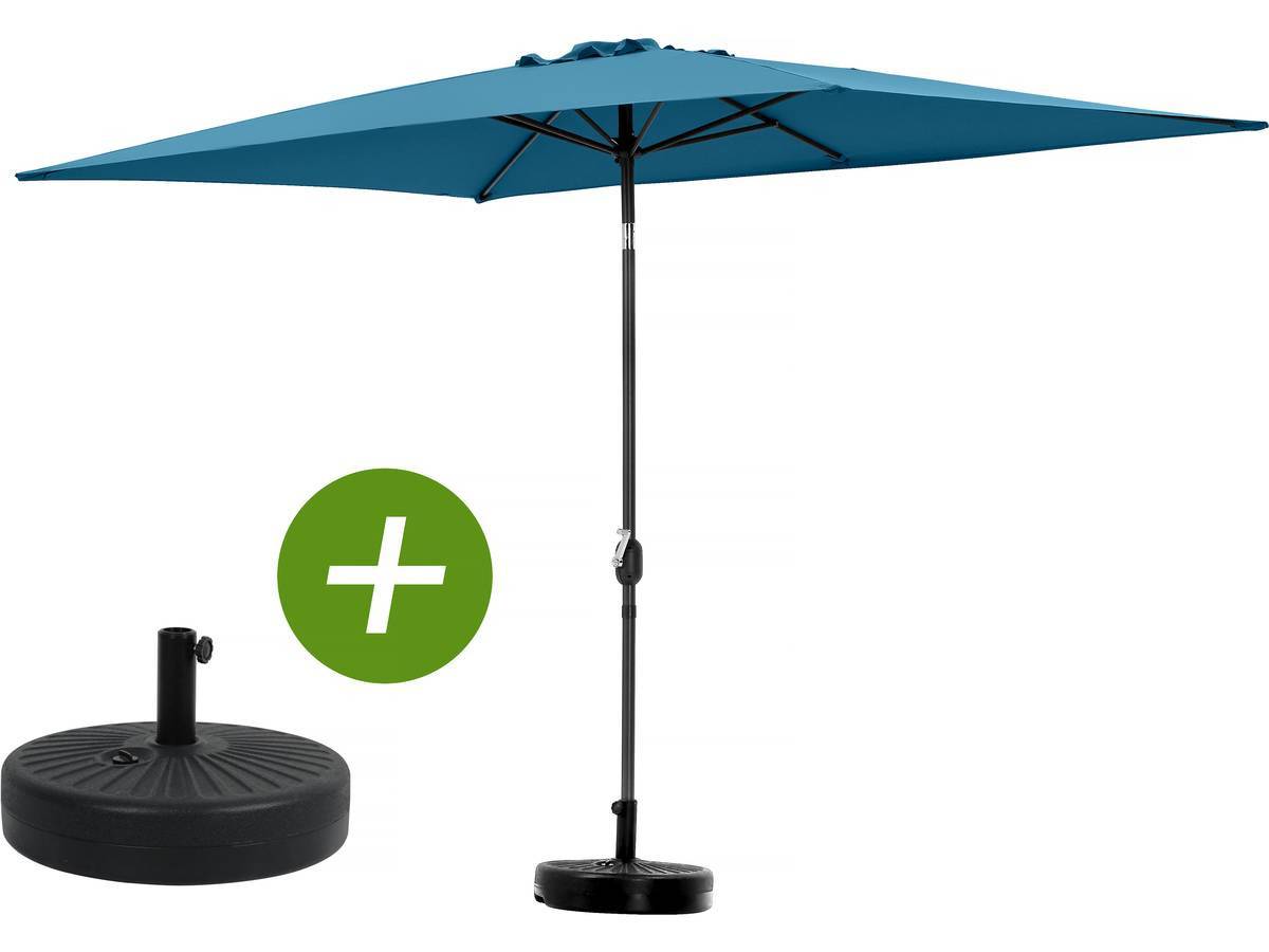 Parasol Jardin "sol 2" - Rectangle - 2 X 3 M - Bleu + Dalles à Lester Incluses -habitat Et Jardin - Image 1