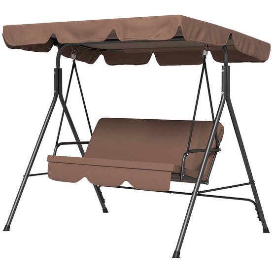 Balancelle de jardin 3 places acier extérieur toit inclinable confort 172x110cm marron - ComfortXL Outdoor Living - Image 2