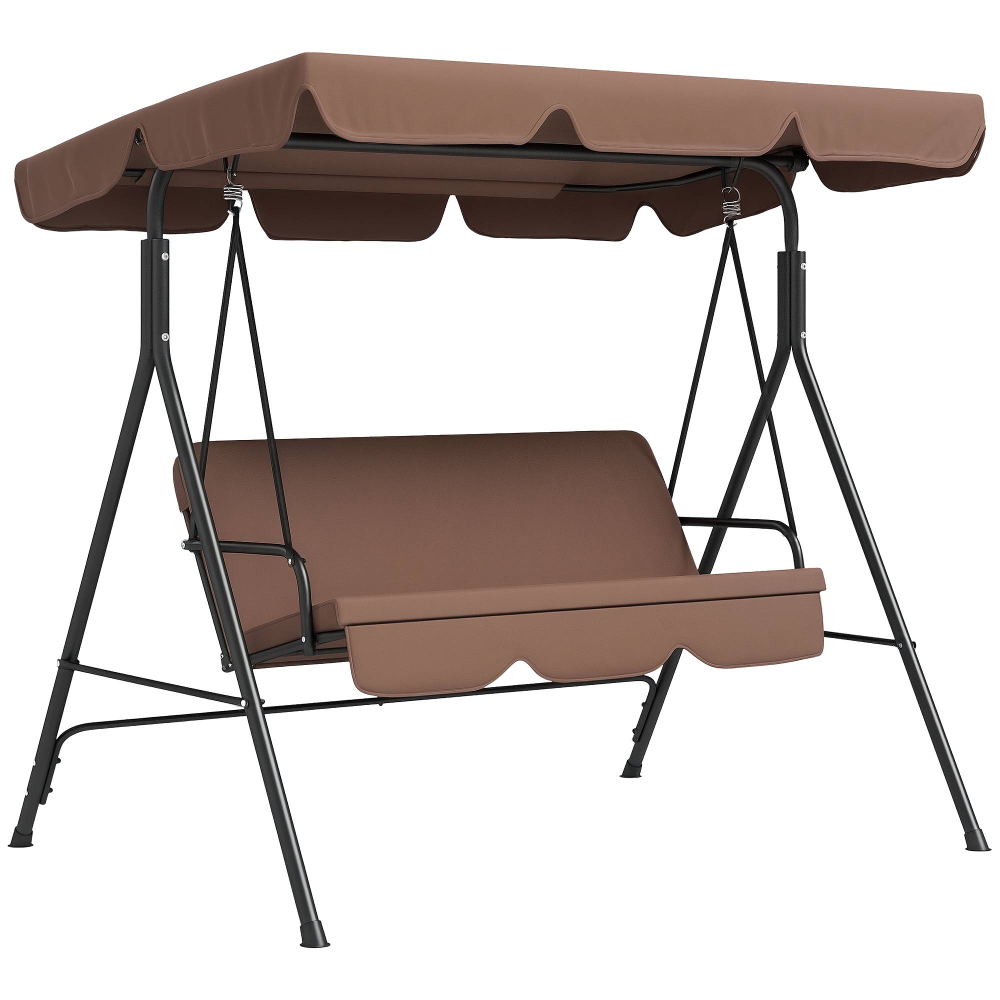 Balancelle de jardin 3 places acier extérieur toit inclinable confort 172x110cm marron - ComfortXL Outdoor Living - Image 1