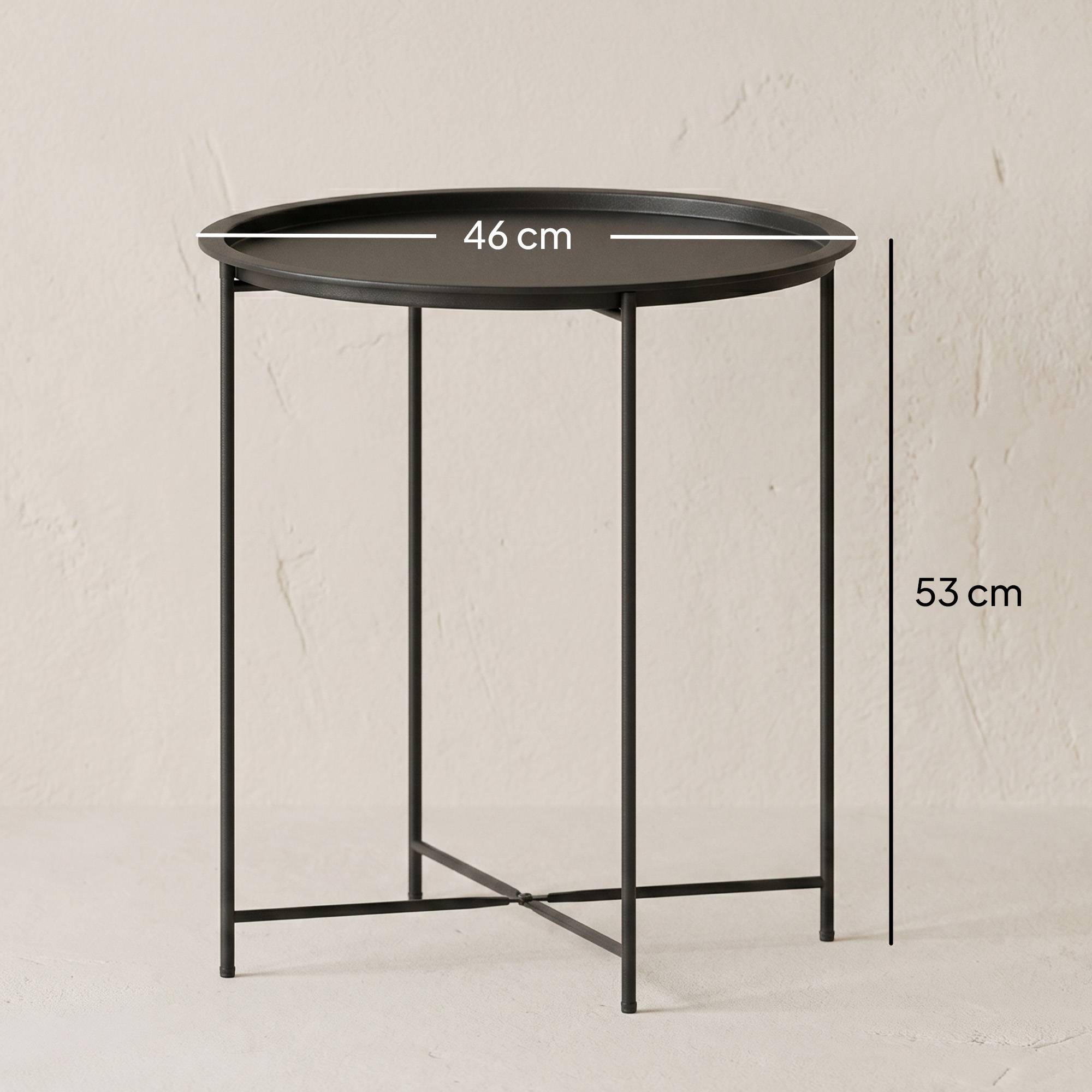 Table de jardin ronde avec plateau amovible, pieds réglables et finition acier pour une utilisation extérieure Ø46x50 cm Noir - Image 5