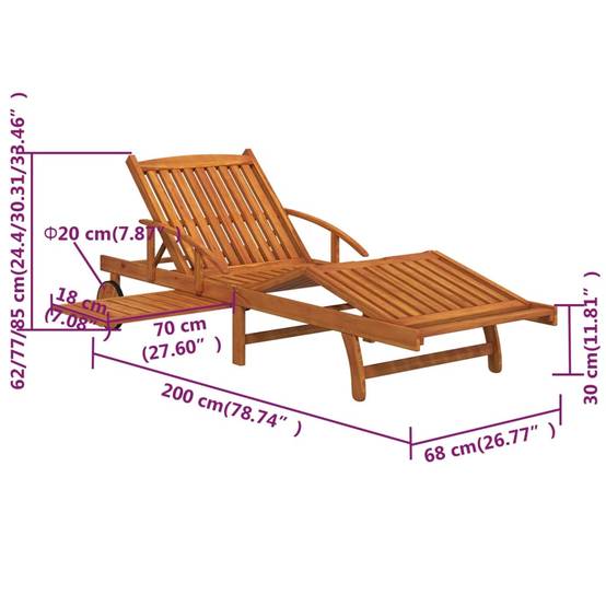 2 Lits Bain Acacia Massif Table Coulissante et Basse Brun – ComfortXL Outdoor Living - Image 8