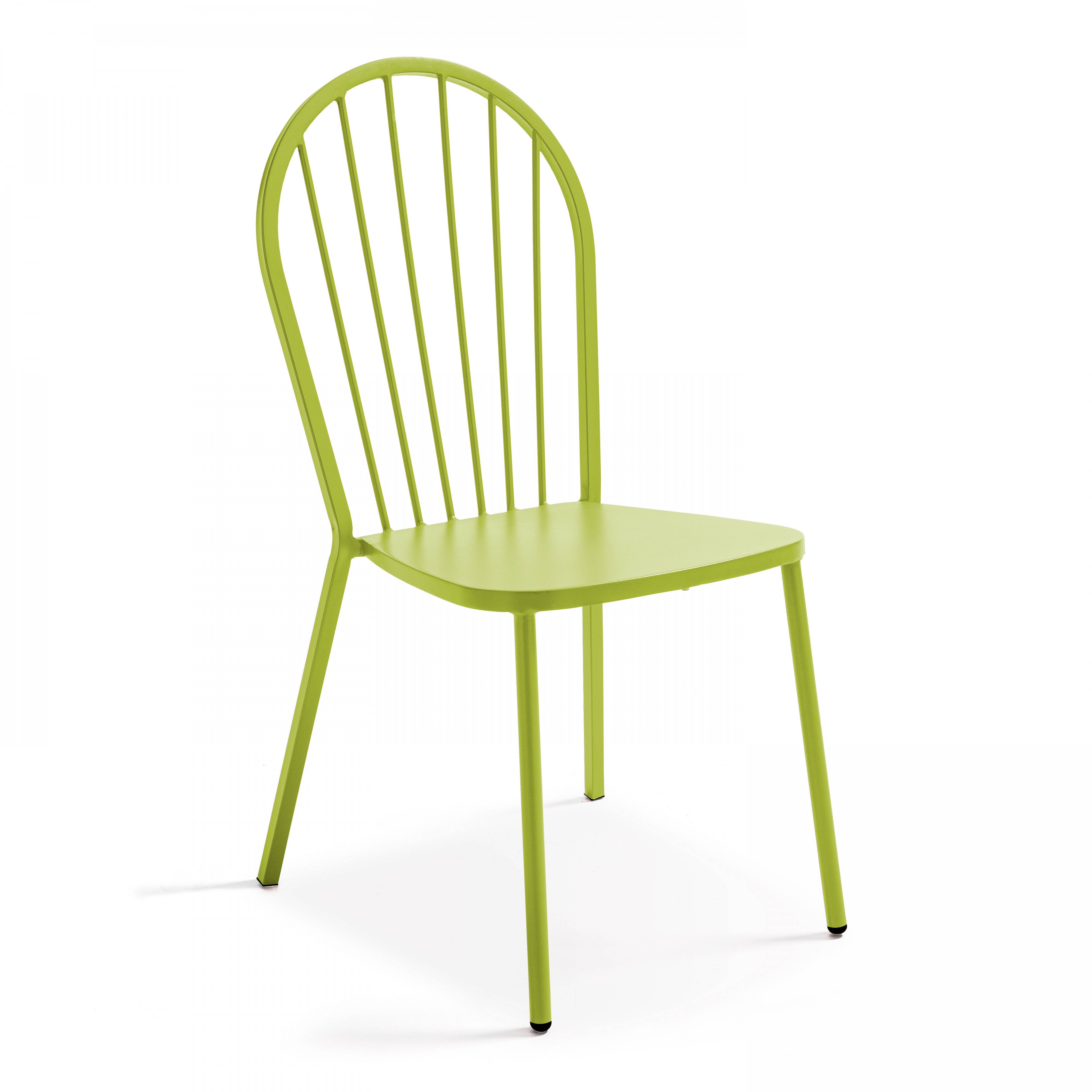 Oviala - Ensemble table de jardin bistrot et 2 chaises en acier vert Palavas - Oviala - Image 4