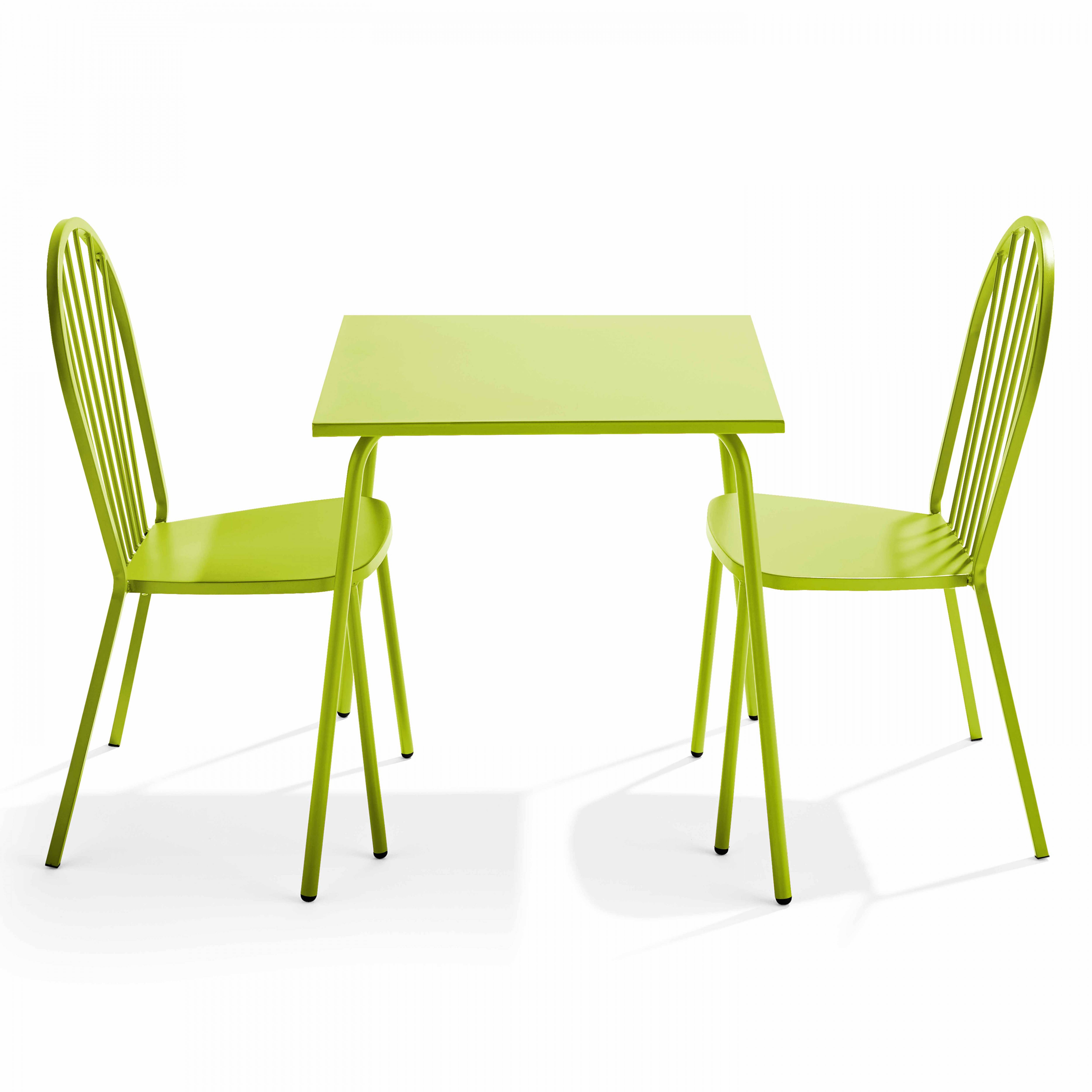 Oviala - Ensemble table de jardin bistrot et 2 chaises en acier vert Palavas - Oviala - Image 1