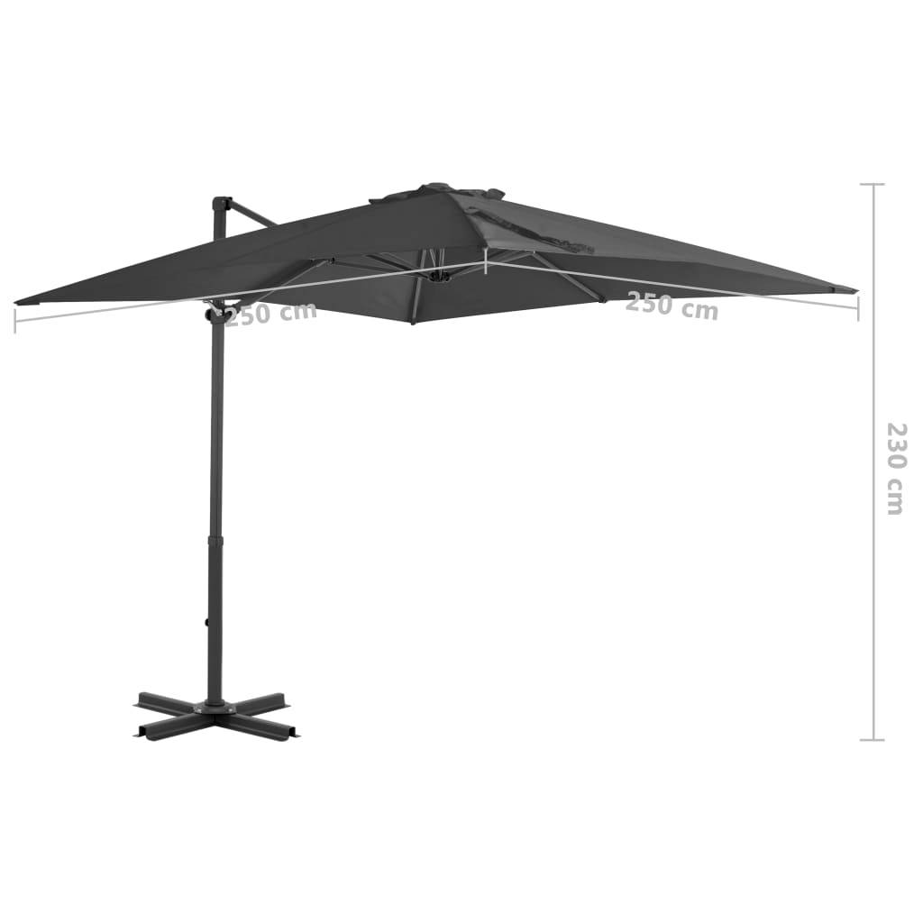 Helloshop26 - Parasol meuble de jardin en porte-à-faux mât en aluminium 250 x 250 cm anthracite - Image 7