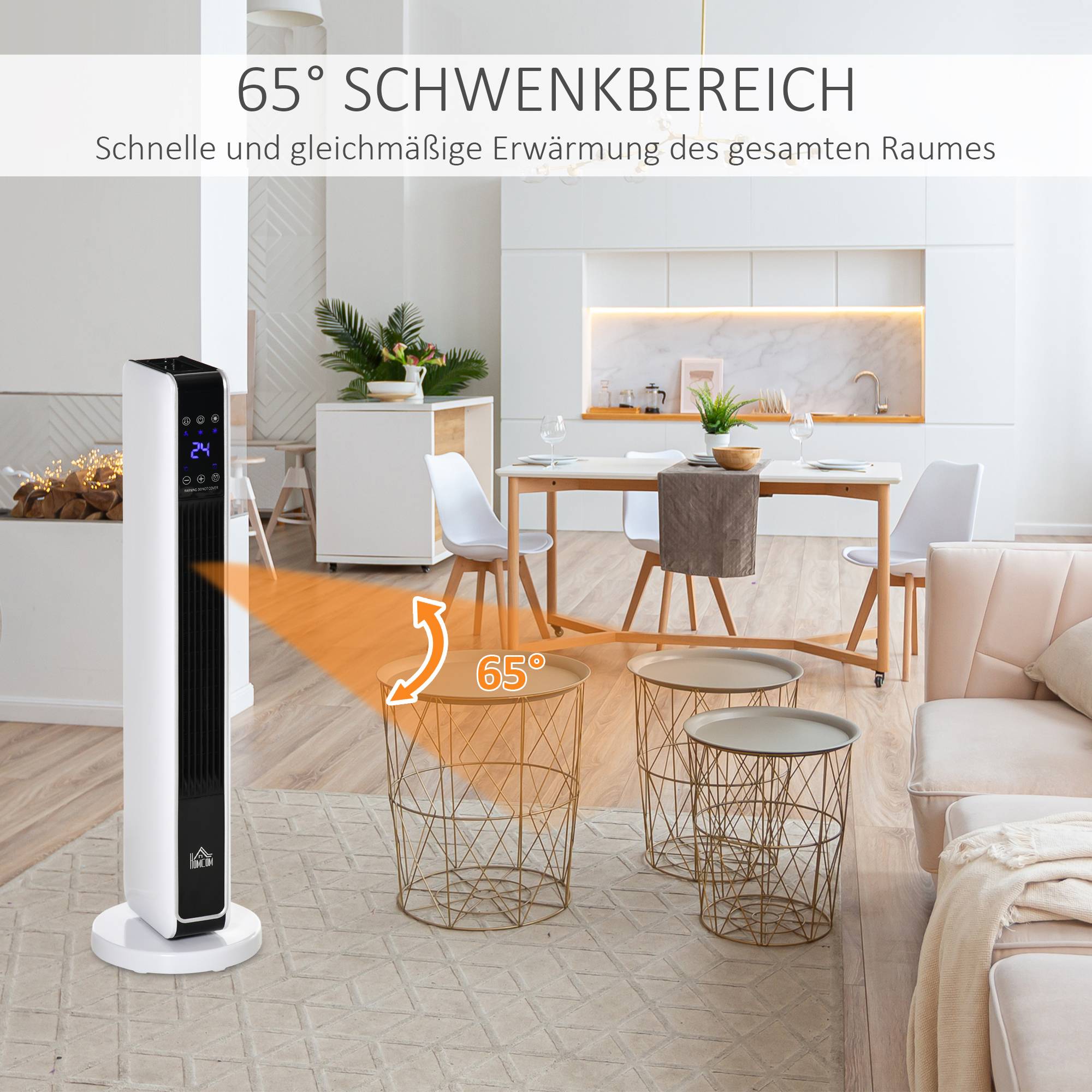 Sans Marque - Radiateur,Radiateur soufflant céramique 2200W oscillant télécommande minuterie 8h blanc/noir - Image 6