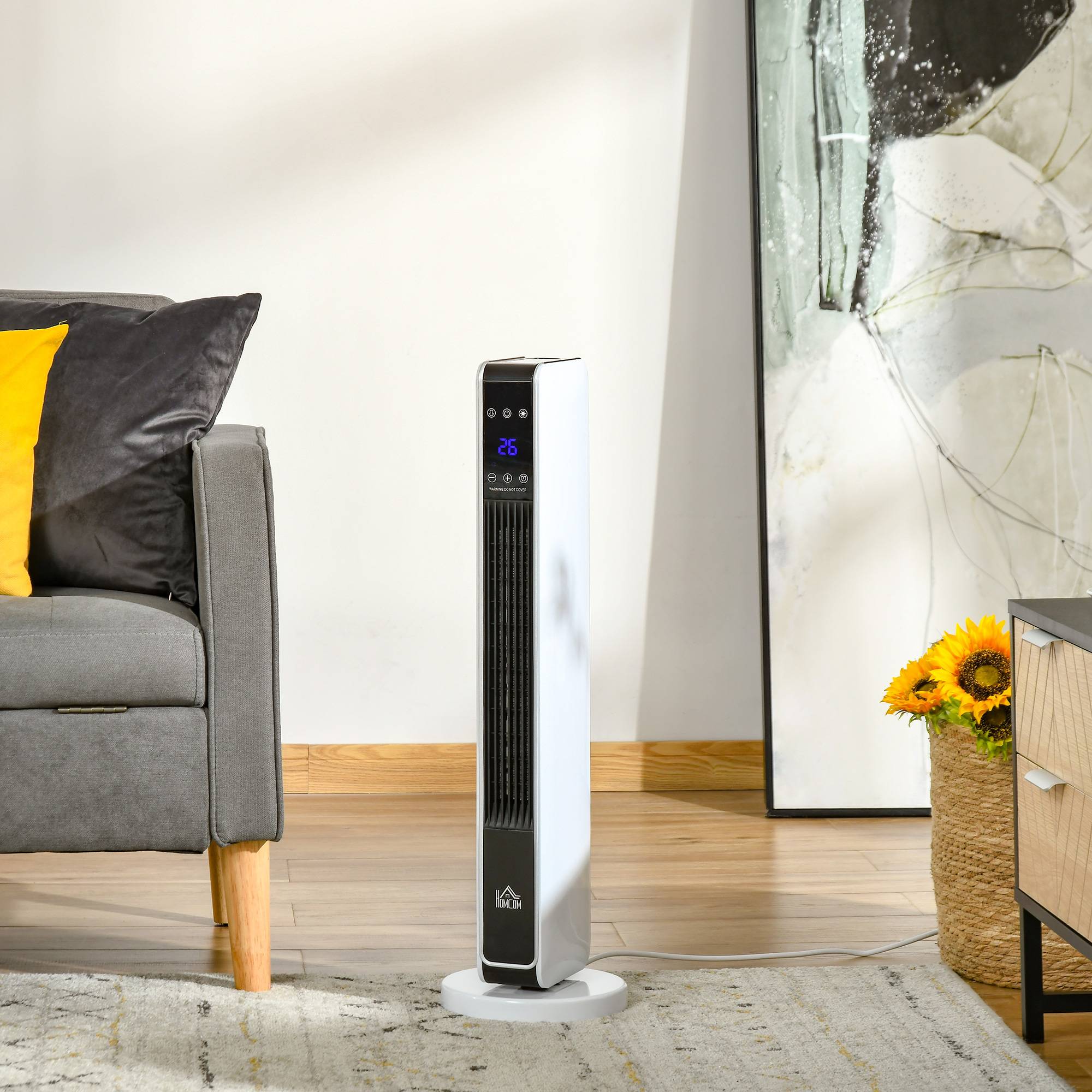 Sans Marque - Radiateur,Radiateur soufflant céramique 2200W oscillant télécommande minuterie 8h blanc/noir - Image 3