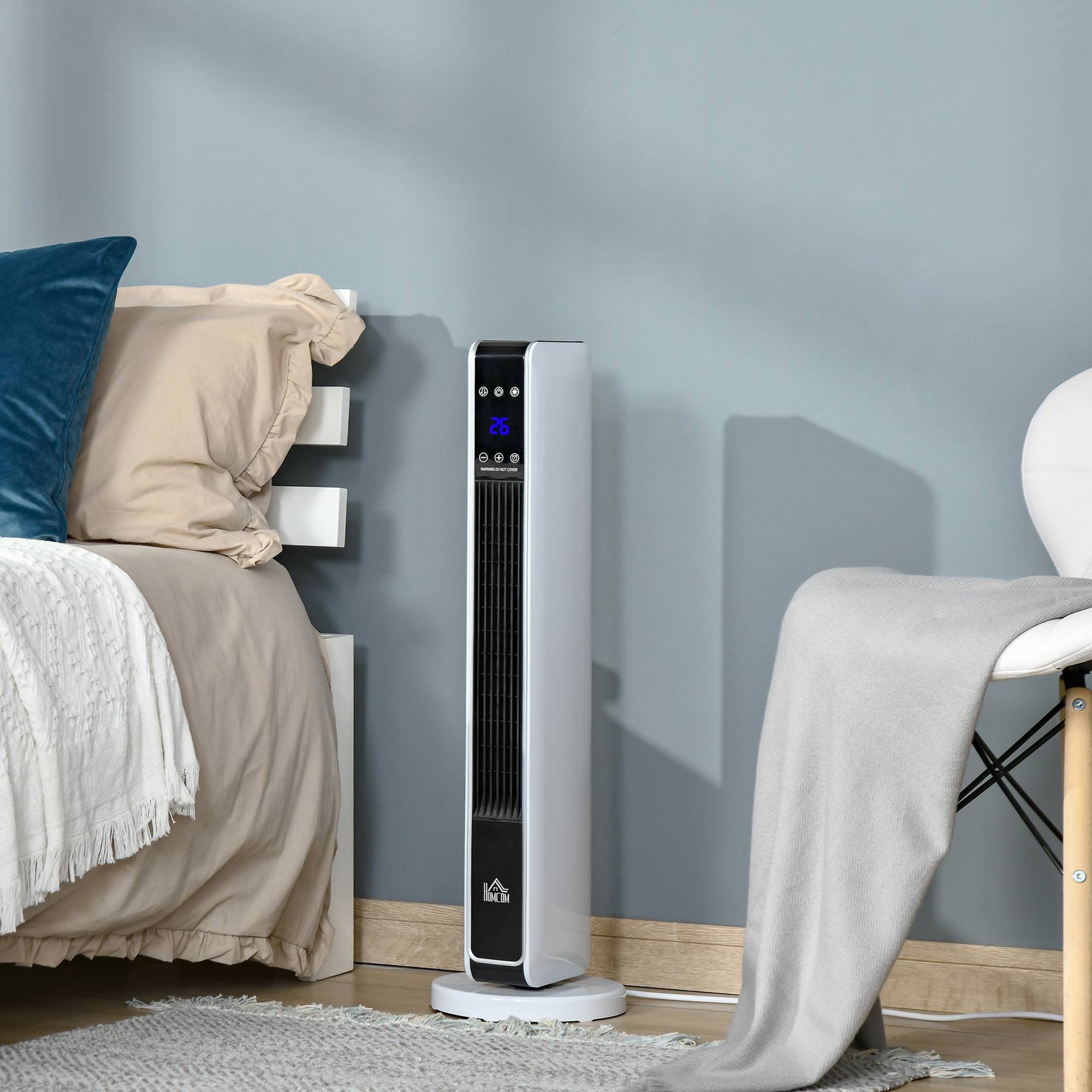 Sans Marque - Radiateur,Radiateur soufflant céramique 2200W oscillant télécommande minuterie 8h blanc/noir - Image 4
