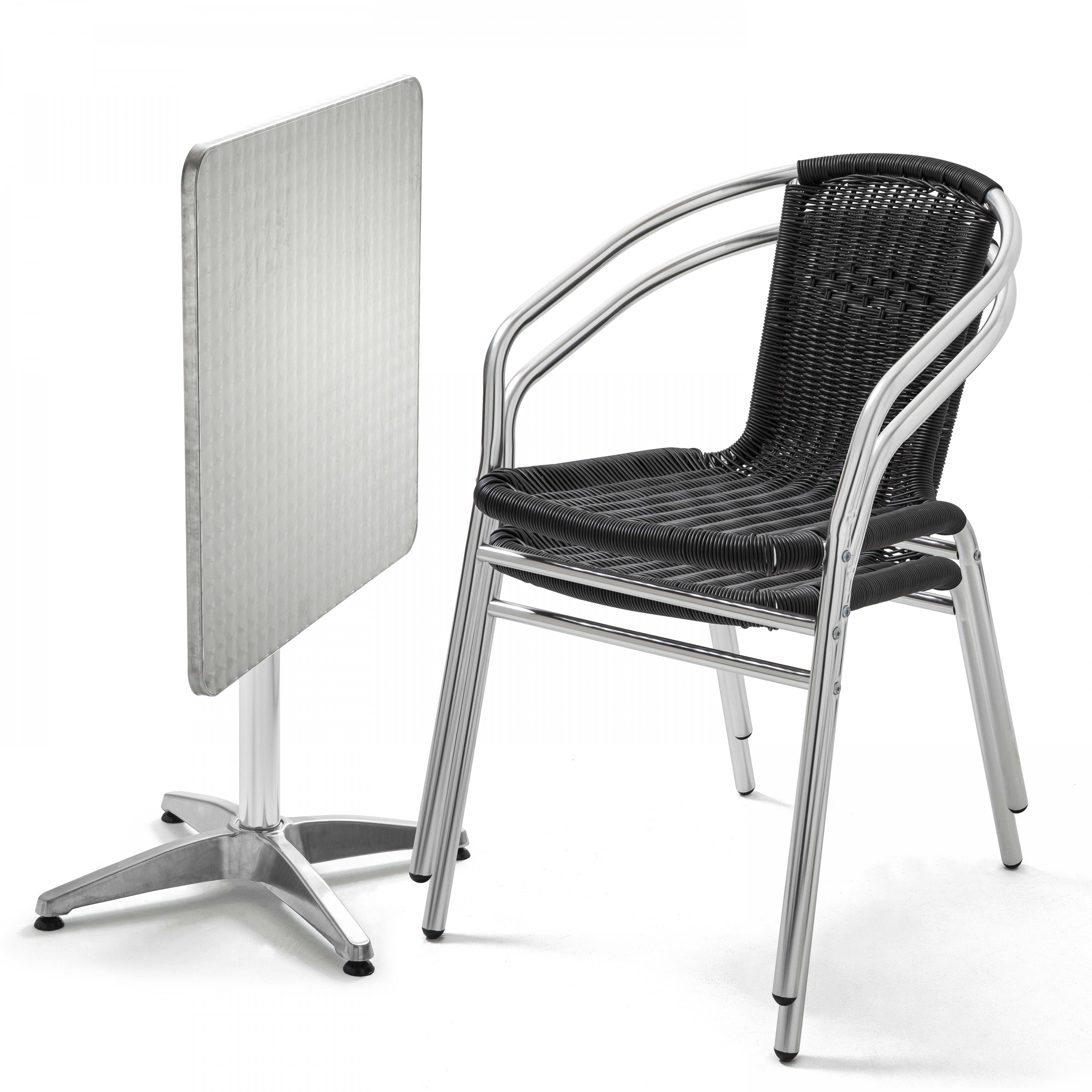 Oviala - Ensemble table de jardin bistrot inclinable et 2 chaises aluminium Brixton - Oviala - Image 1
