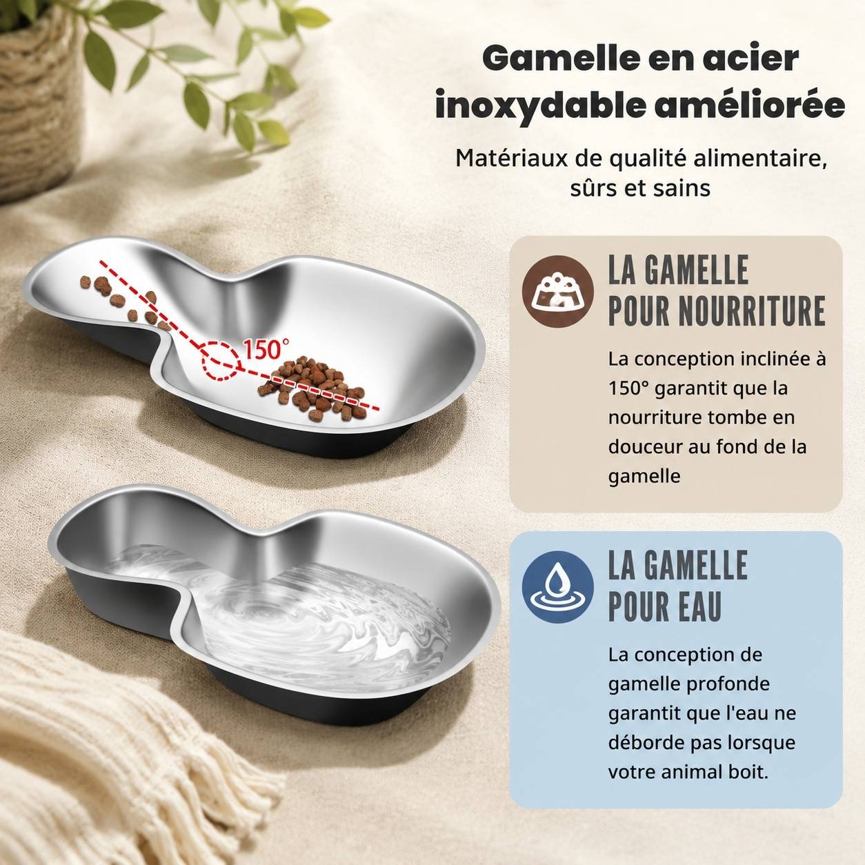 Distributeur Automatique Nourriture Eau Animaux Compagnie Petite Moyenne Taille 3.8L Gris - Image 3