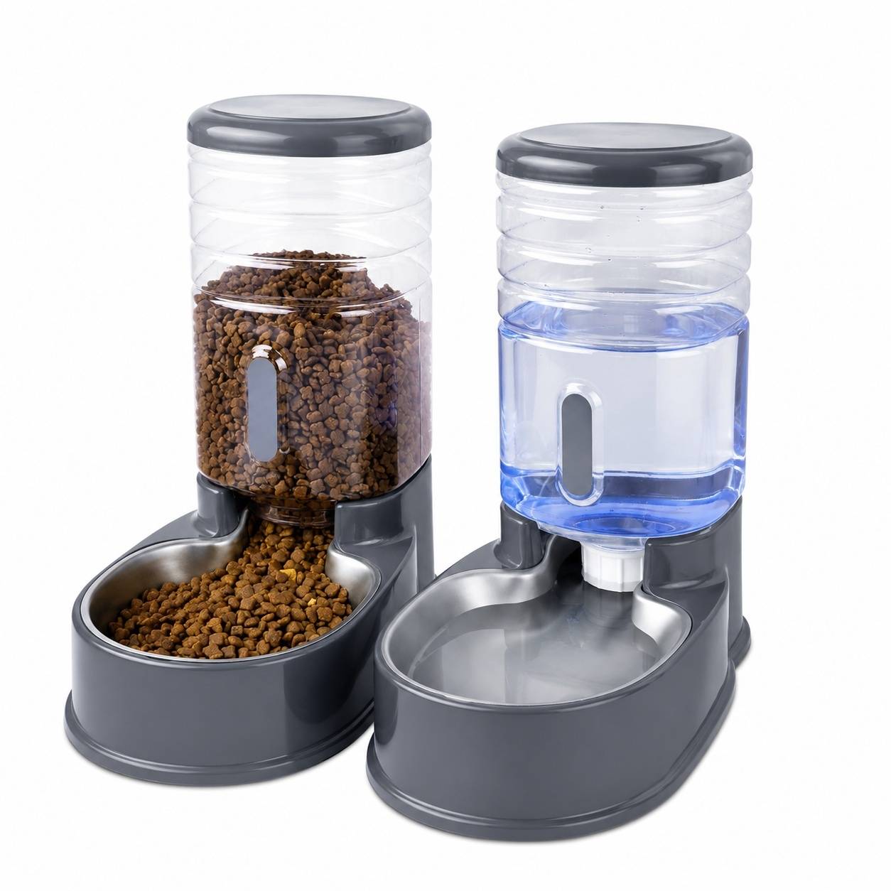 Distributeur Automatique Nourriture Eau Animaux Compagnie Petite Moyenne Taille 3.8L Gris - Image 1