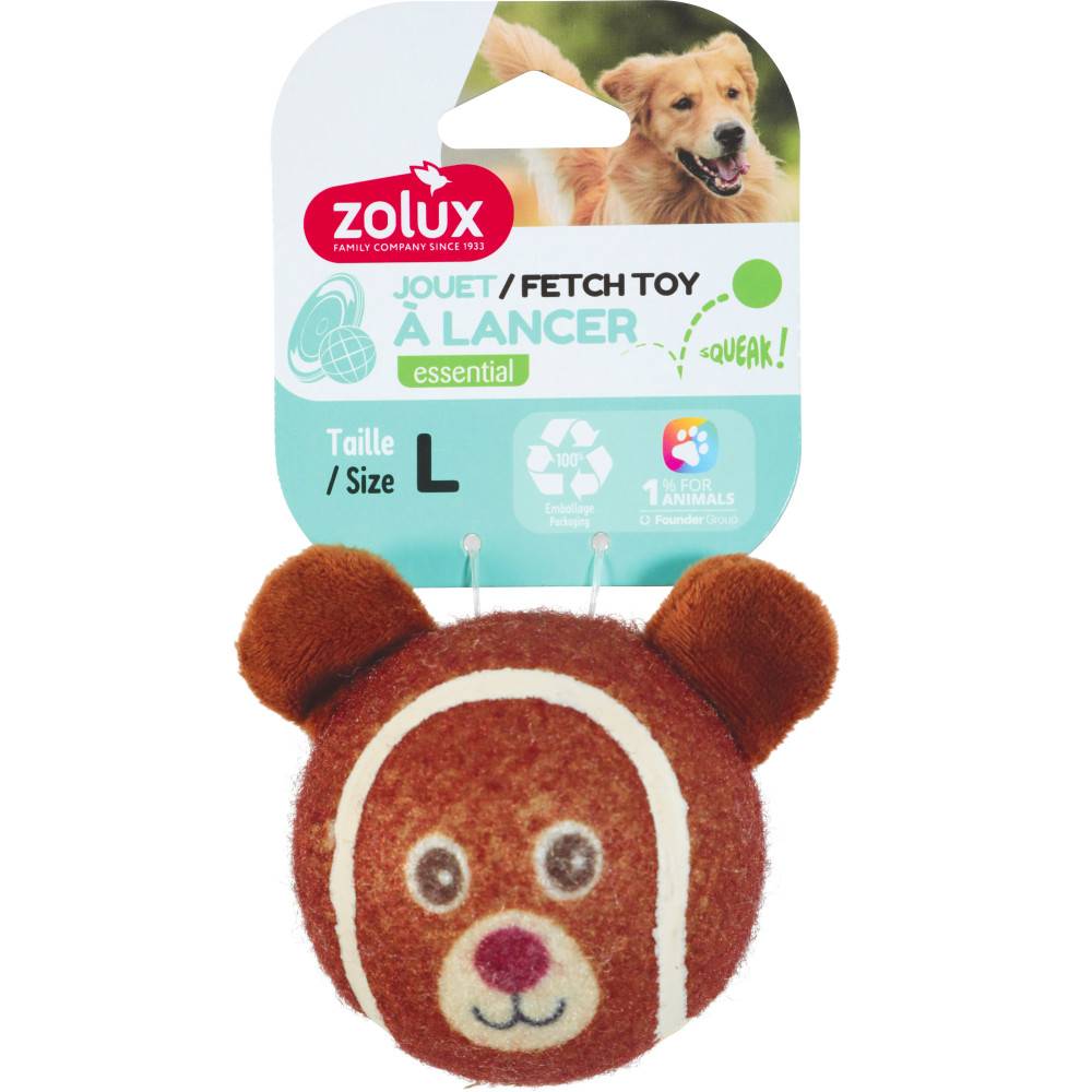 Zolux - zolux - Balle de tennis ø 8 cm en forme d'animaux tête OURSON pour chien - Image 2