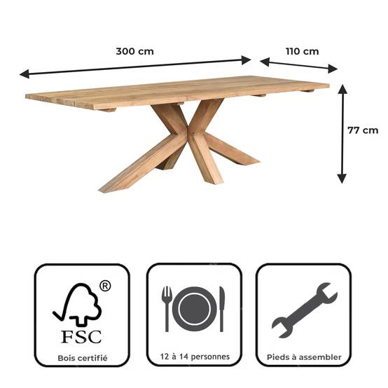 Gecko Jardin - Table en teck recyclé 300 cm, Conceptual - Gecko Jardin - Image 9
