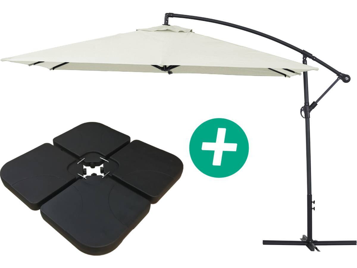 Parasol Jardin Déporté Alu "ilios 3" - Carré - 3 X 3 M - Ecru - Dalles Incluses -habitat Et Jardin - Image 1