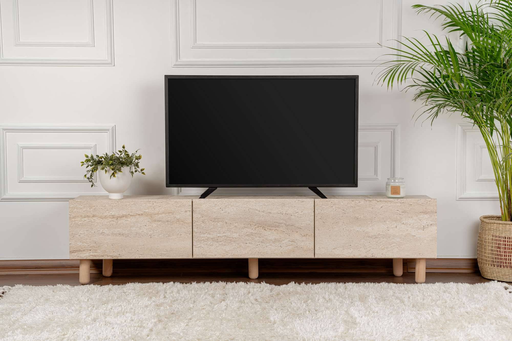 Habitat Et Jardin - Meuble Tv En Bois "alvin" - 180 X 31 X 42 Cm - Beige -hanah Home - Image 3
