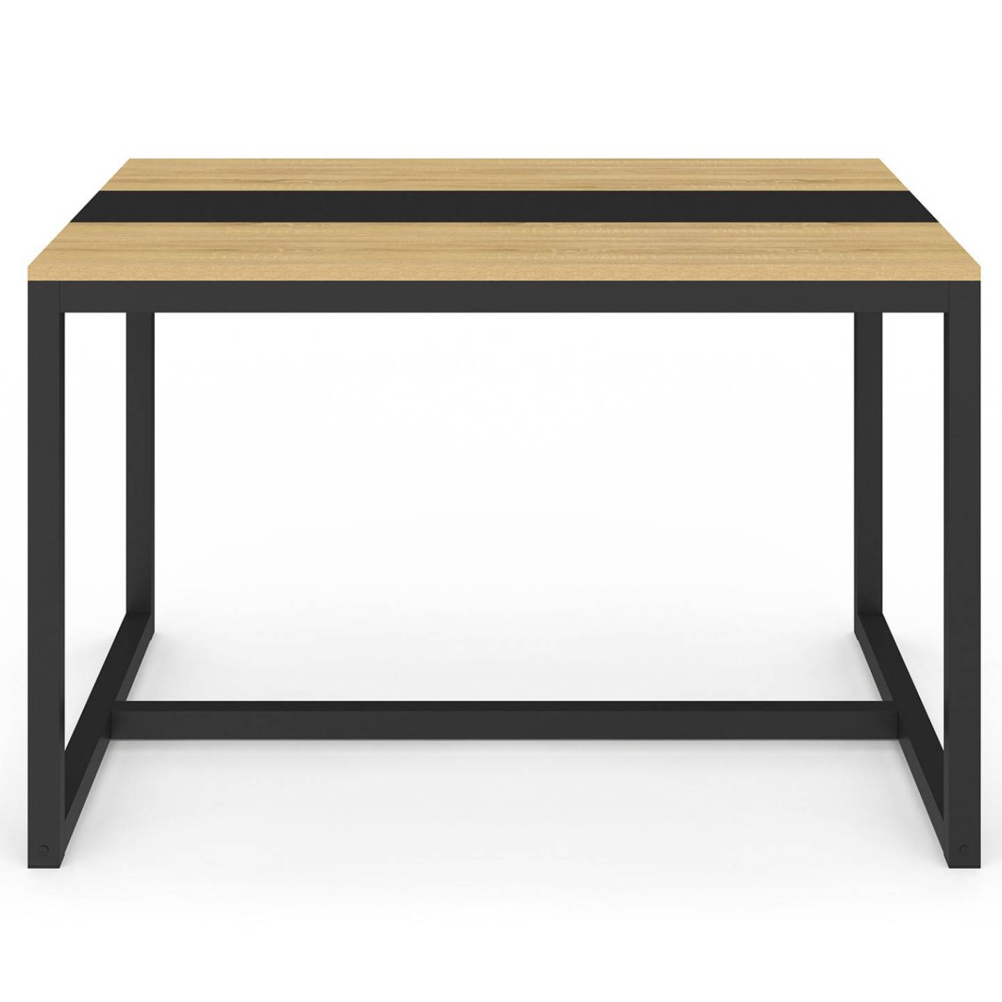 Table à manger rectangle DOVER 6 personnes bande centrale noire design industriel 120 cm - Image 3