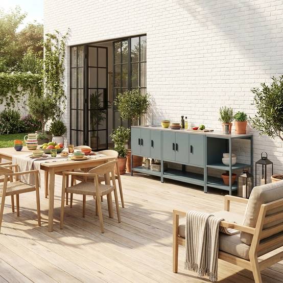 sweeek - Cuisine extérieure 3 modules acier inoxydable bleu gris | sweeek - Image 1