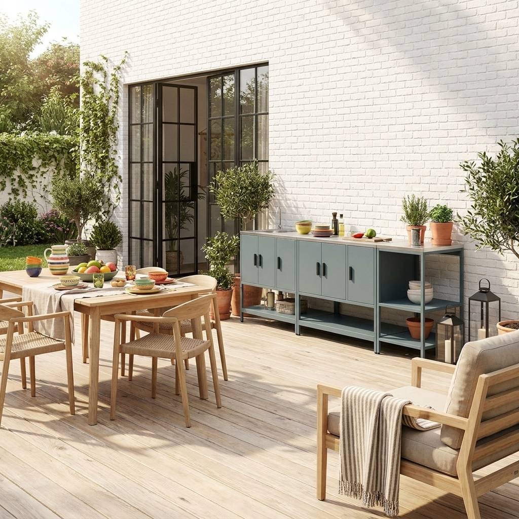 sweeek - Cuisine extérieure 3 modules acier inoxydable bleu gris  | sweeek - Image 1