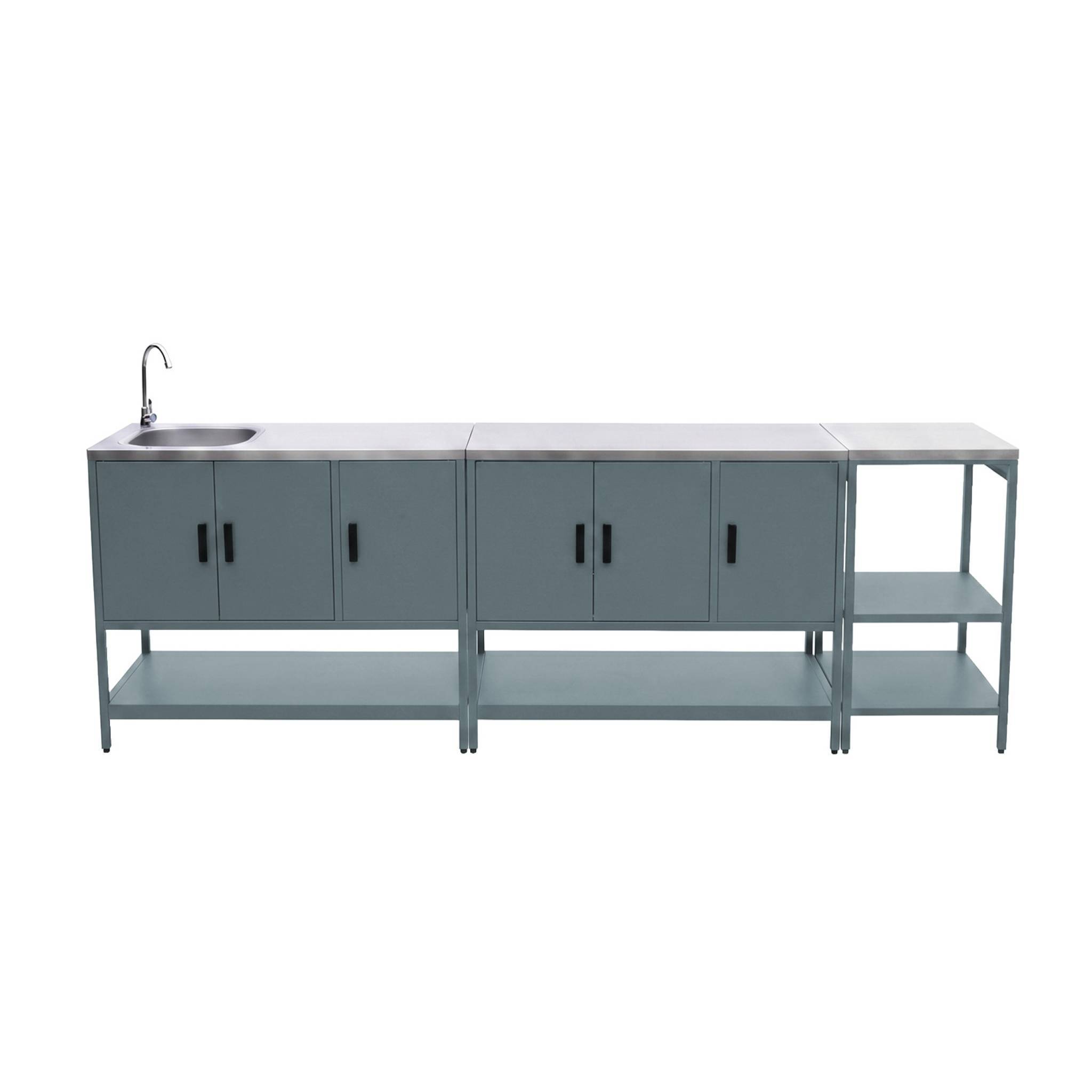 sweeek - Cuisine extérieure 3 modules acier inoxydable bleu gris | sweeek - Image 2