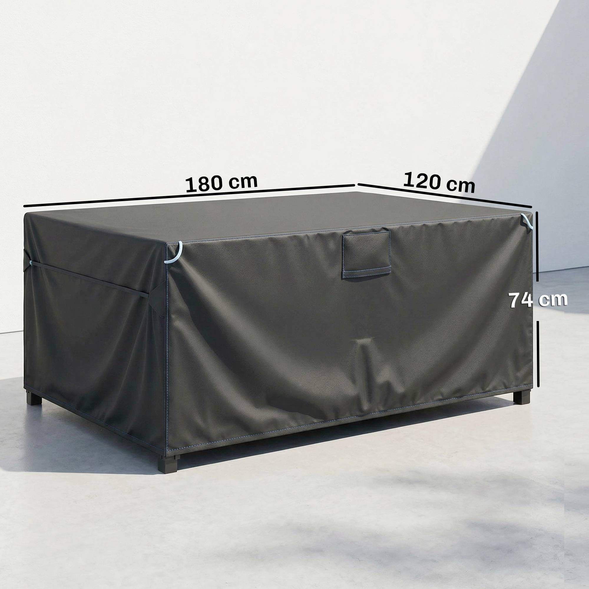 Housse Salon de Jardin Extérieure Imperméable 420D Tissu Oxford, avec Évent et Sac de Rangement, 180x120x74cm, Noir - Image 5