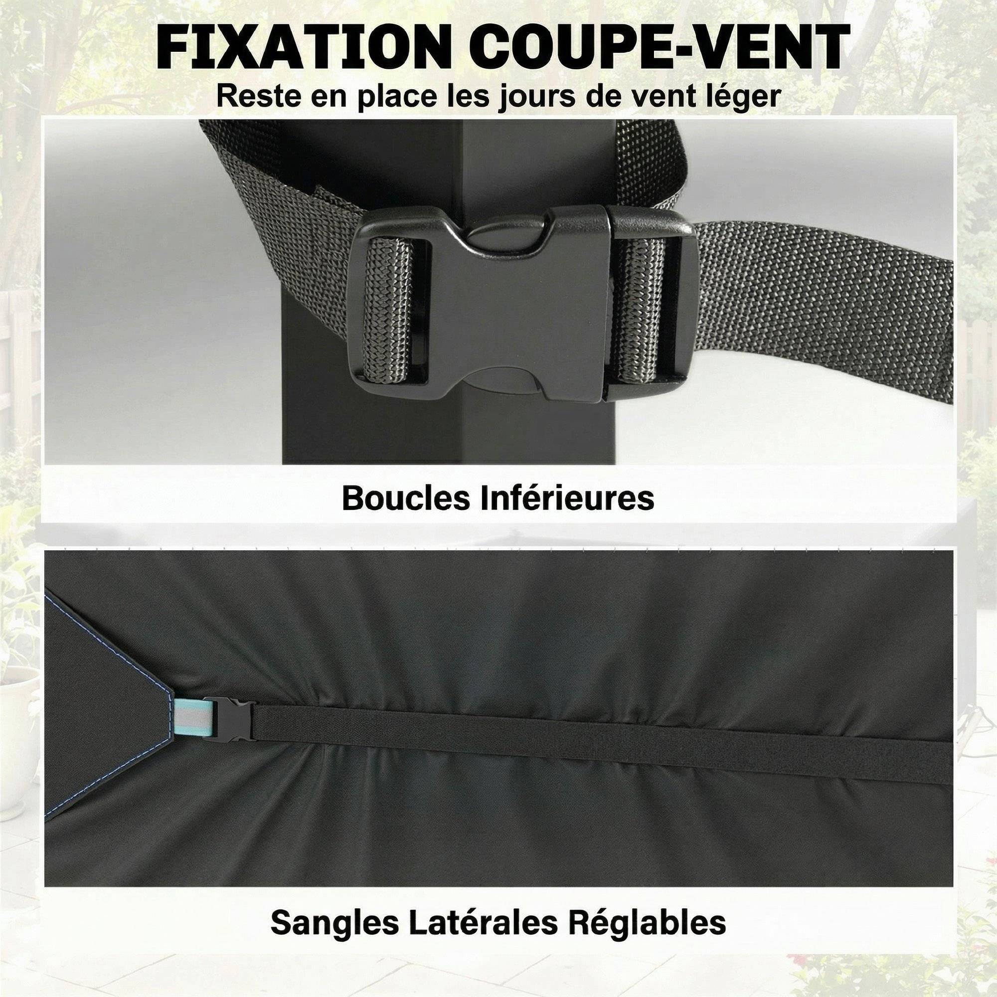 Housse Salon de Jardin Extérieure Imperméable 420D Tissu Oxford, avec Évent et Sac de Rangement, 180x120x74cm, Noir - Image 7