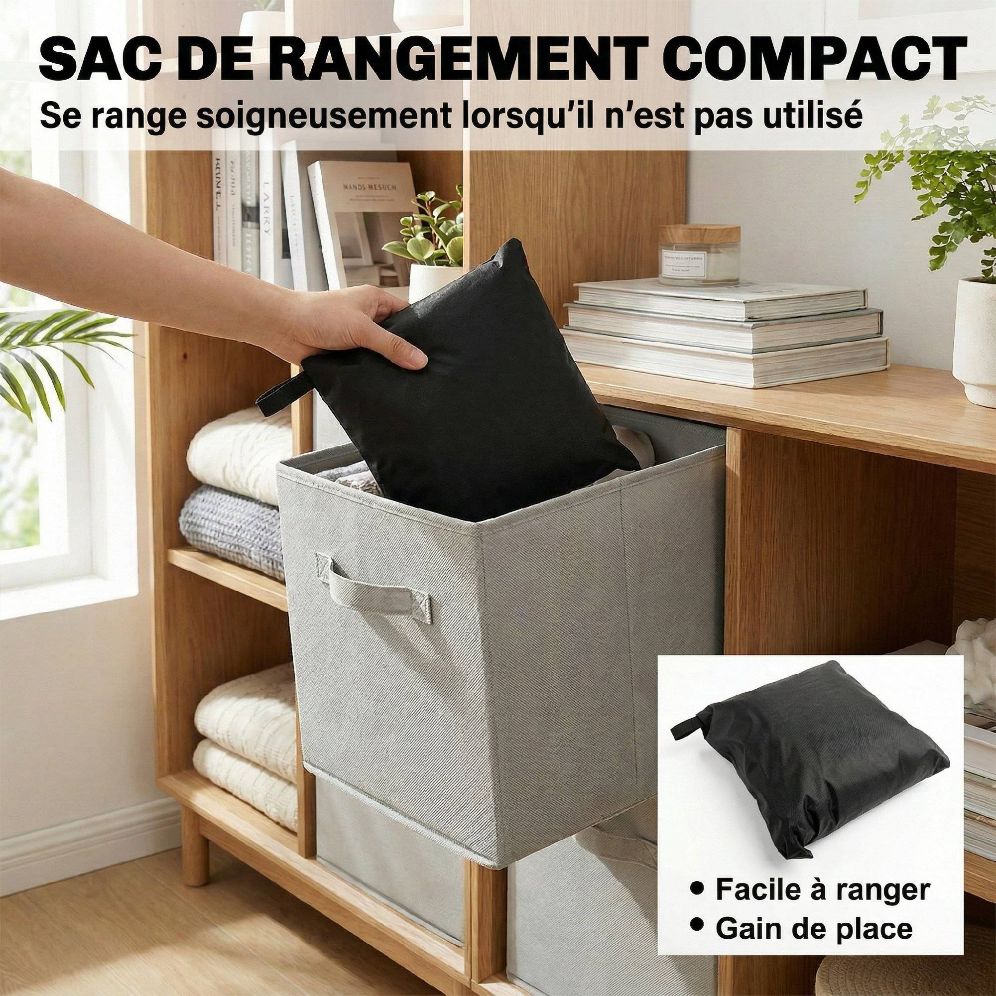 Housse Salon de Jardin Extérieure Imperméable 420D Tissu Oxford, avec Évent et Sac de Rangement, 180x120x74cm, Noir - Image 10