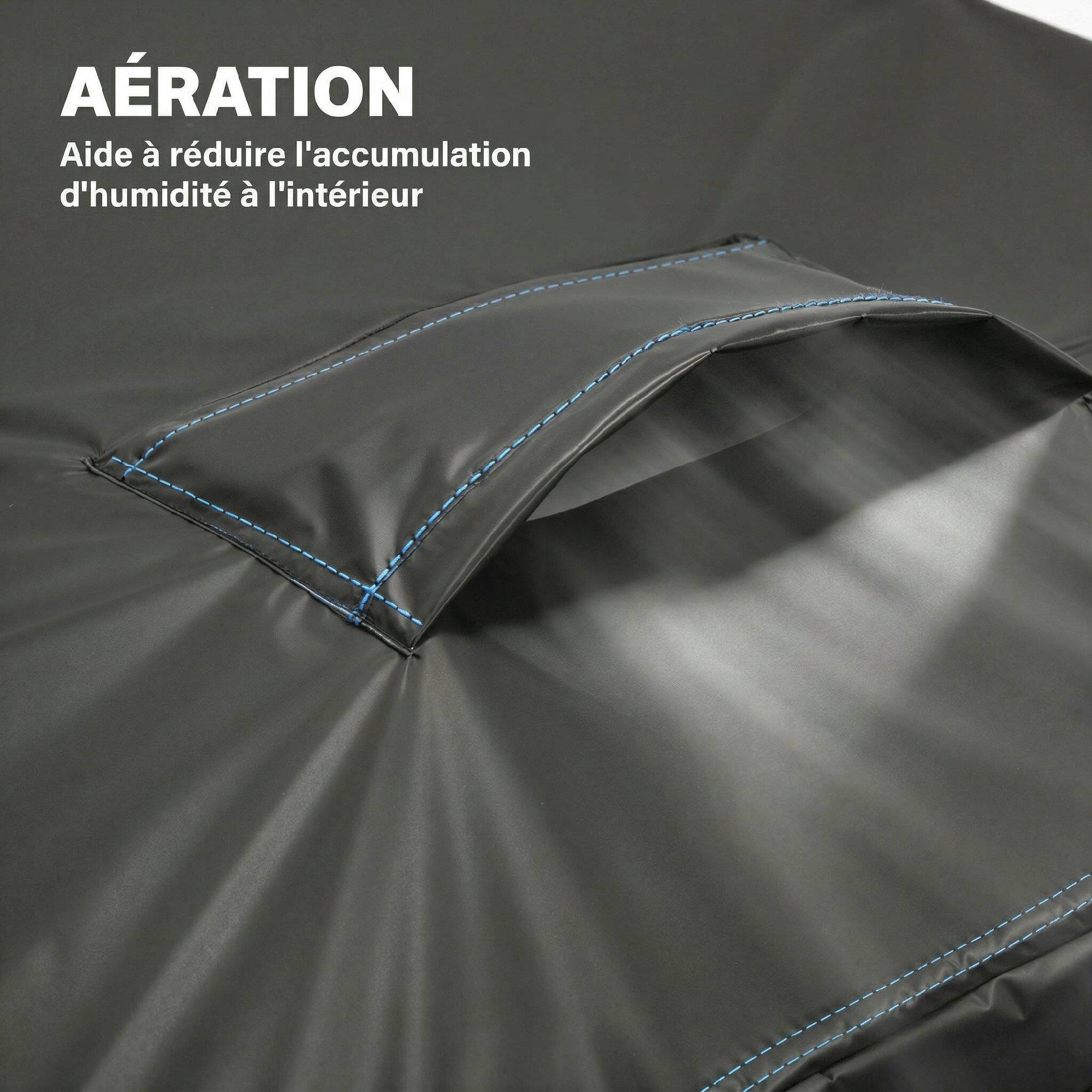 Housse Salon de Jardin Extérieure Imperméable 420D Tissu Oxford, avec Évent et Sac de Rangement, 180x120x74cm, Noir - Image 8