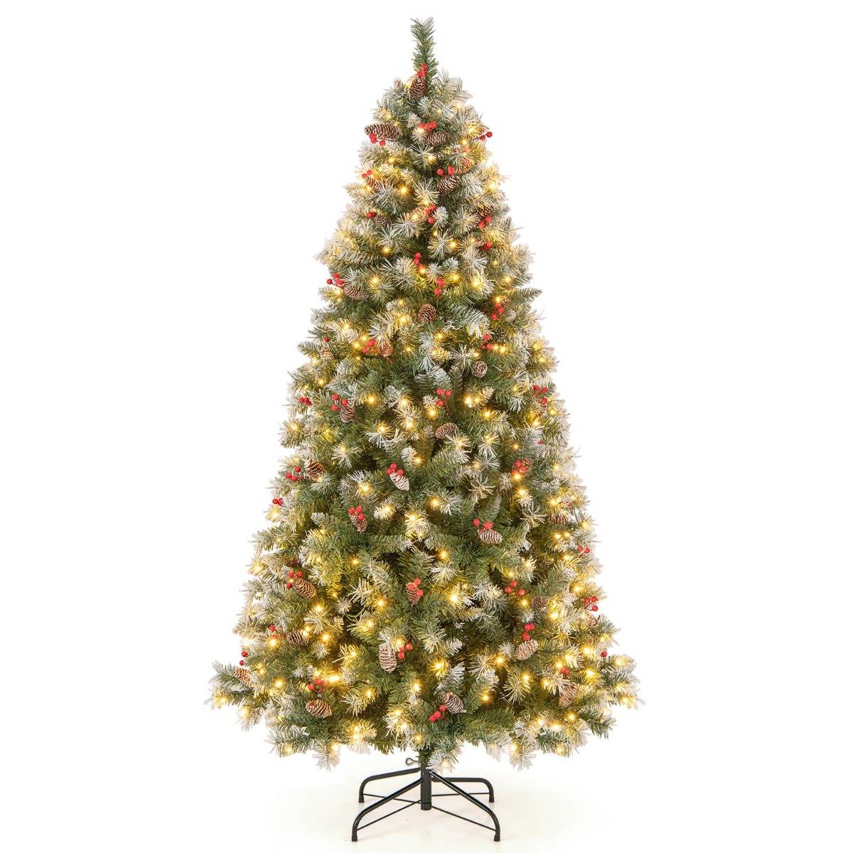 Sapin De Noël Artificiel Lumineux Fibre Optique Led Multicolore 210 Cm