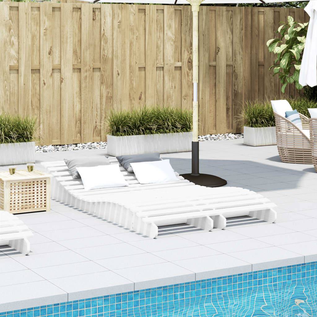 Maison Chic - 2 pcs Chaises longue | Transat | Bain de soleils blanc 205x60x31,5cm bois massif de pin - Image 3