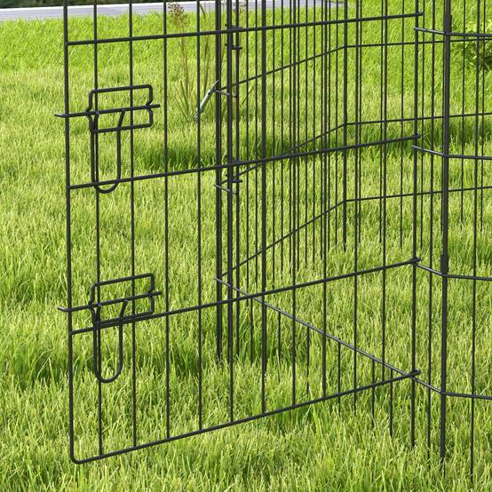 Parc enclos métal lapin chien intérieur extérieur pliable 8 panneaux 61x91cm noir - ComfortXL Outdoor Living - Image 10