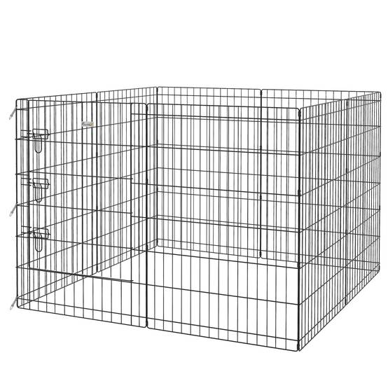 Parc enclos métal lapin chien intérieur extérieur pliable 8 panneaux 61x91cm noir - ComfortXL Outdoor Living - Image 2