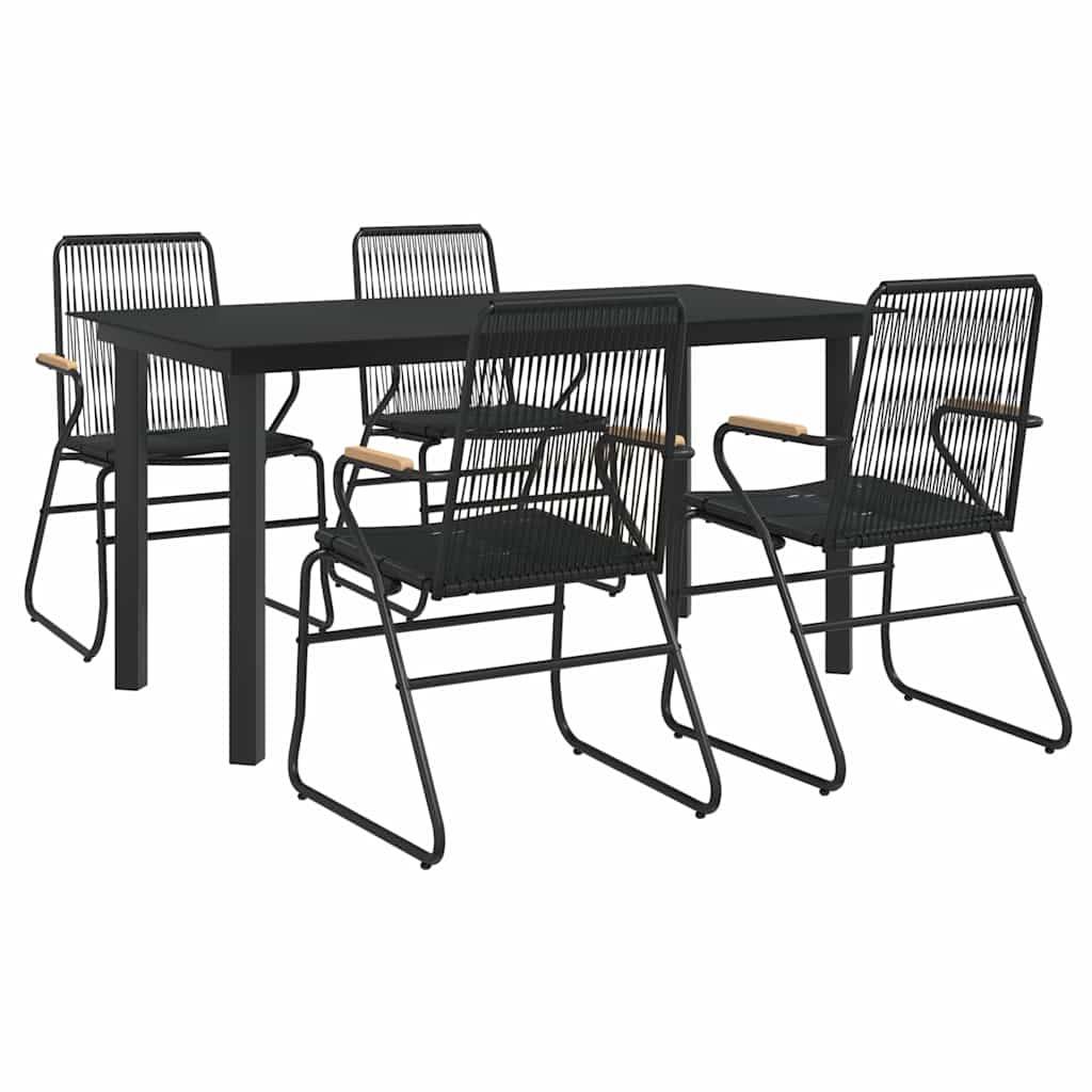 Vidaxl - Ensemble à manger de jardin 5 pcs-Salons de jardin Noir Rotin PVC 849513 - Image 3