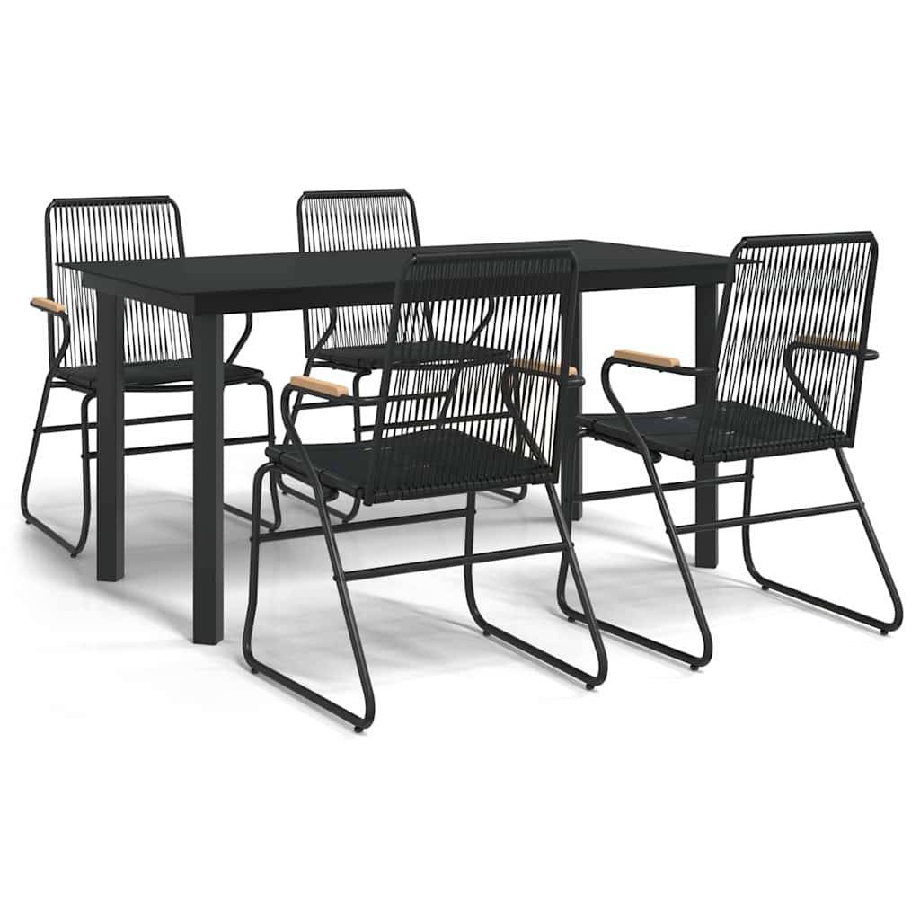 Vidaxl - Ensemble à manger de jardin 5 pcs-Salons de jardin Noir Rotin PVC 849513 - Image 2