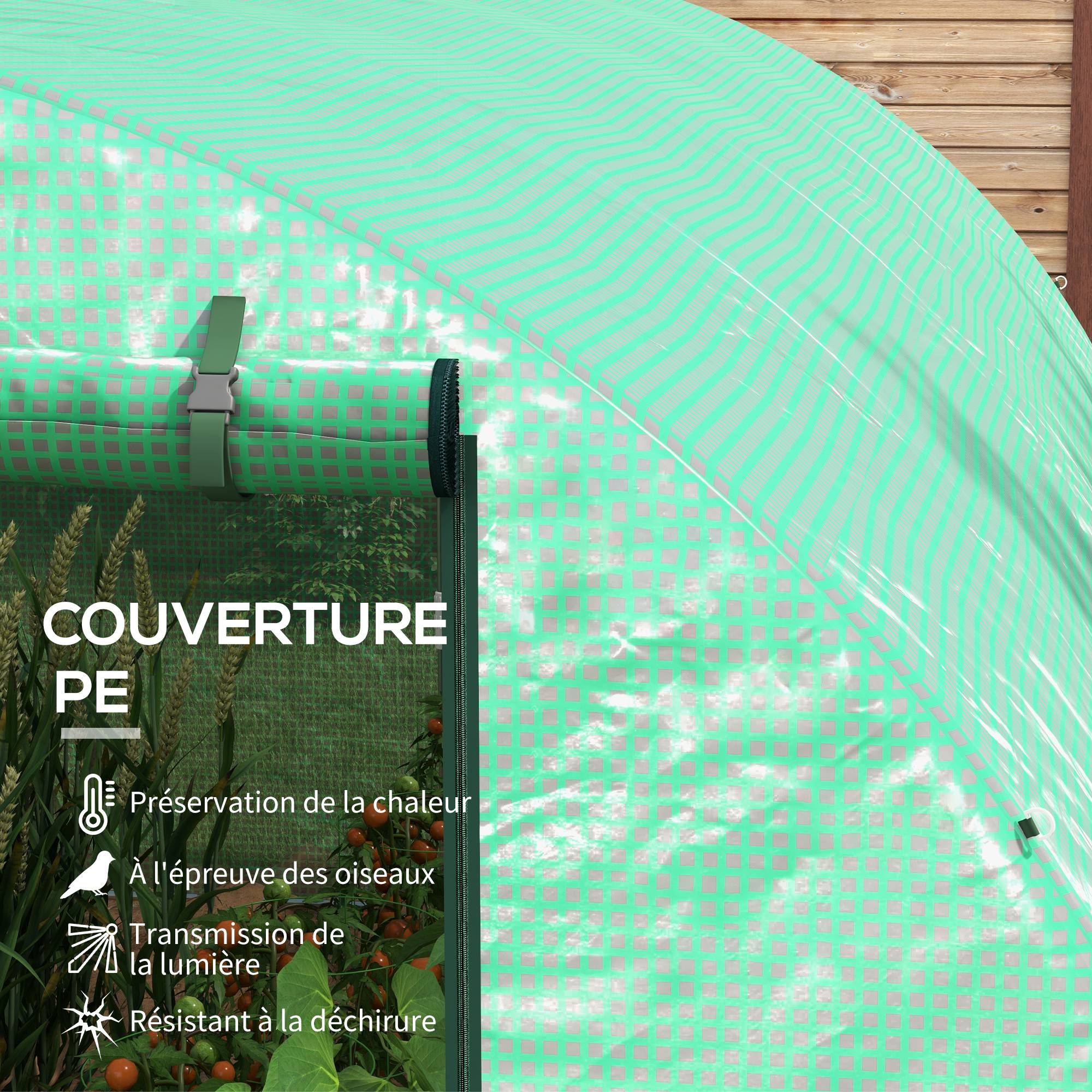 Serre de Jardin Tunnel 6 m² avec système d'arrosage intégré, 3L x 2l m 6 fenêtres Porte enroulable Vert - Image 7